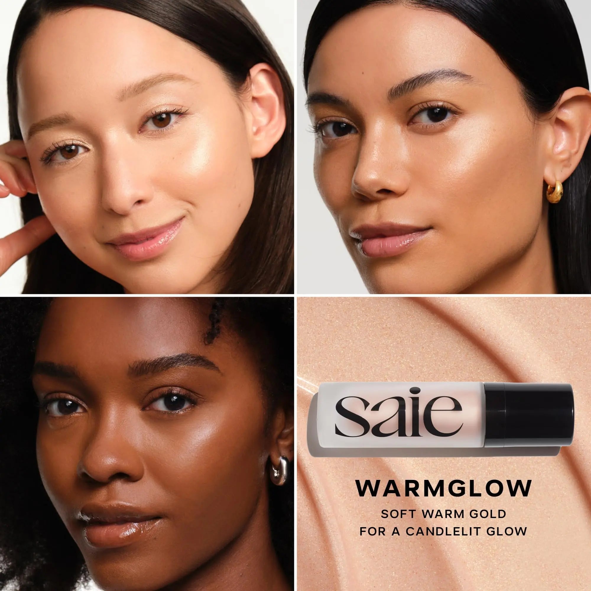 Saie Glowy Super Gel Warmglow Duo - Lightweight Illuminator & Makeup Primer for Glowing Skin - Soft Warm Gold (1 oz & 0.5 oz) Saie uk supplements