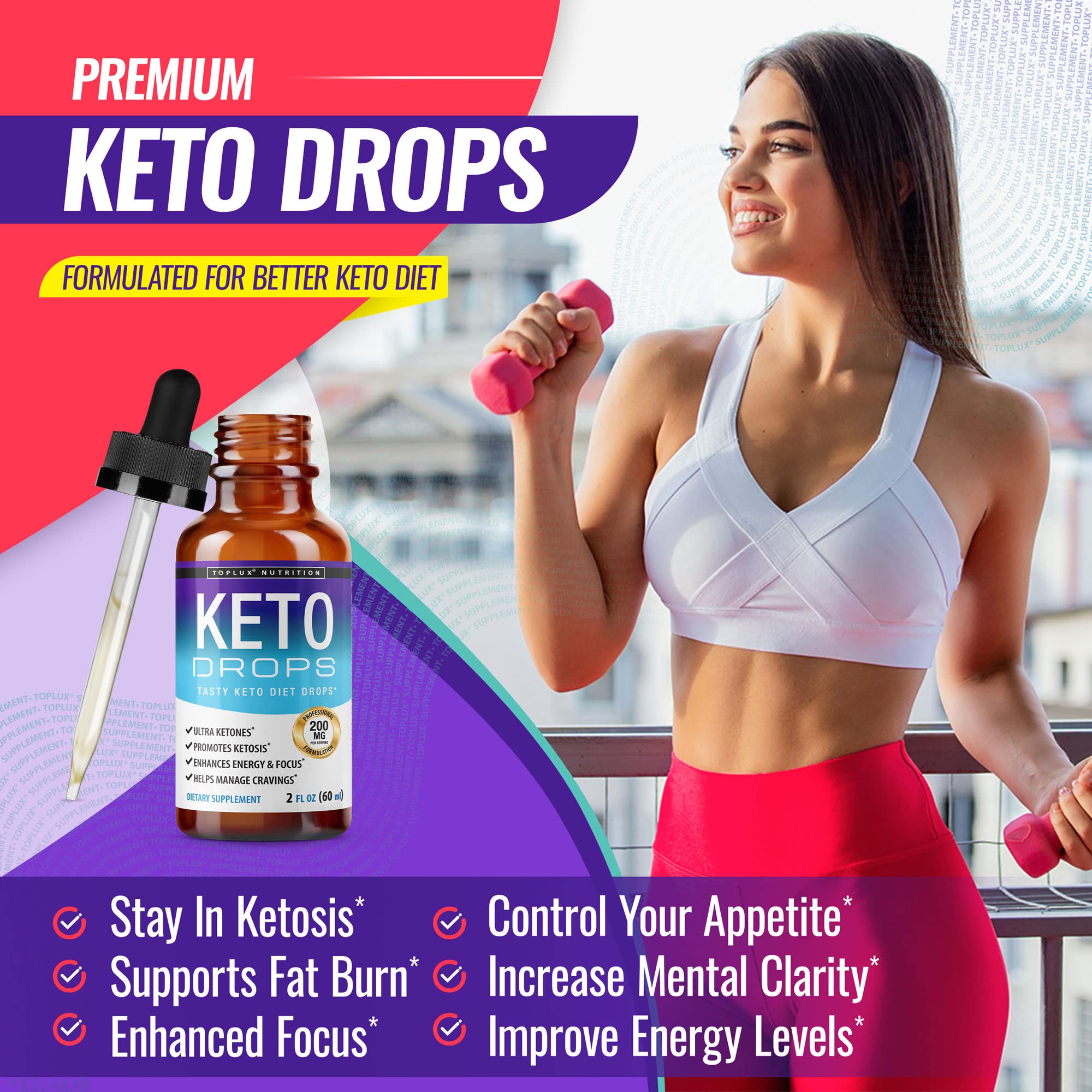 Keto Diet Drops Weight Loss Ketogenic Supplement - Premium Fat Burner Formula Toplux uk supplements