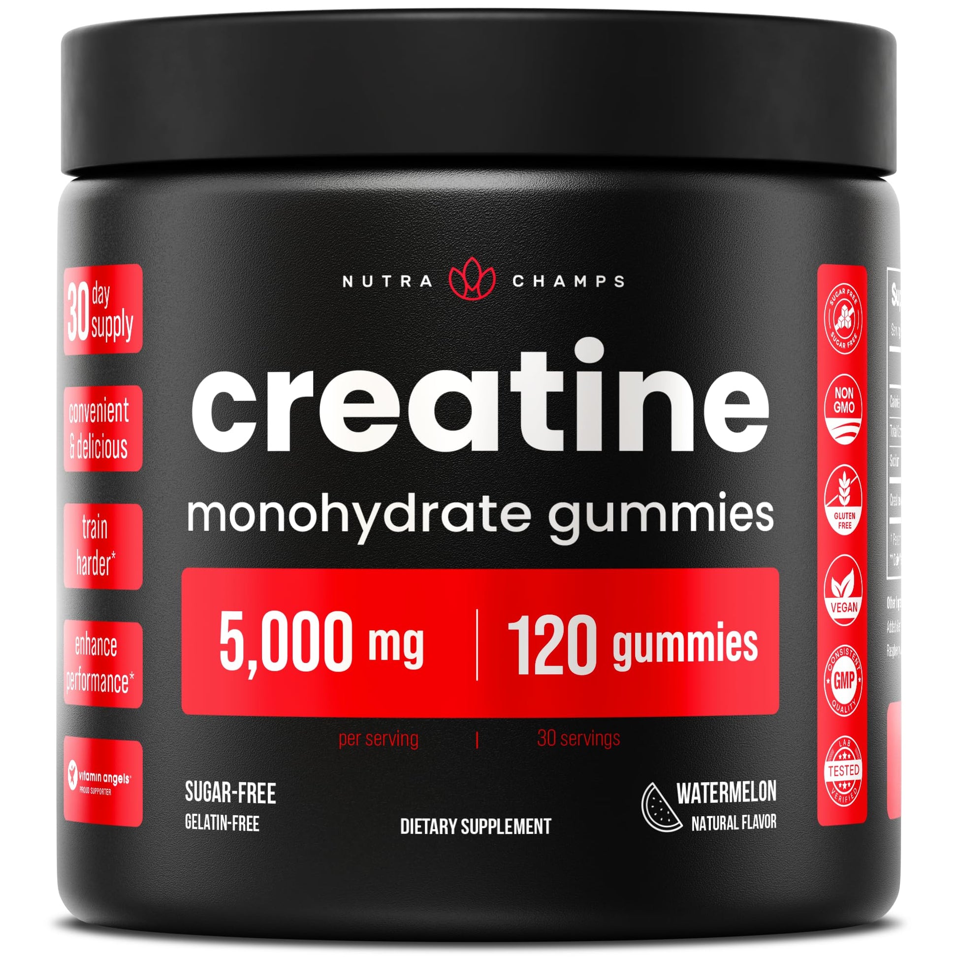 NutraChamps 120 Creatine Gummies for Men & Women - 5g Sugar Free Chewable Creatine Monohydrate Gummies - Supports Protein Synthesis, Muscle Recovery & Workout Performance NutraChamps uk supplements