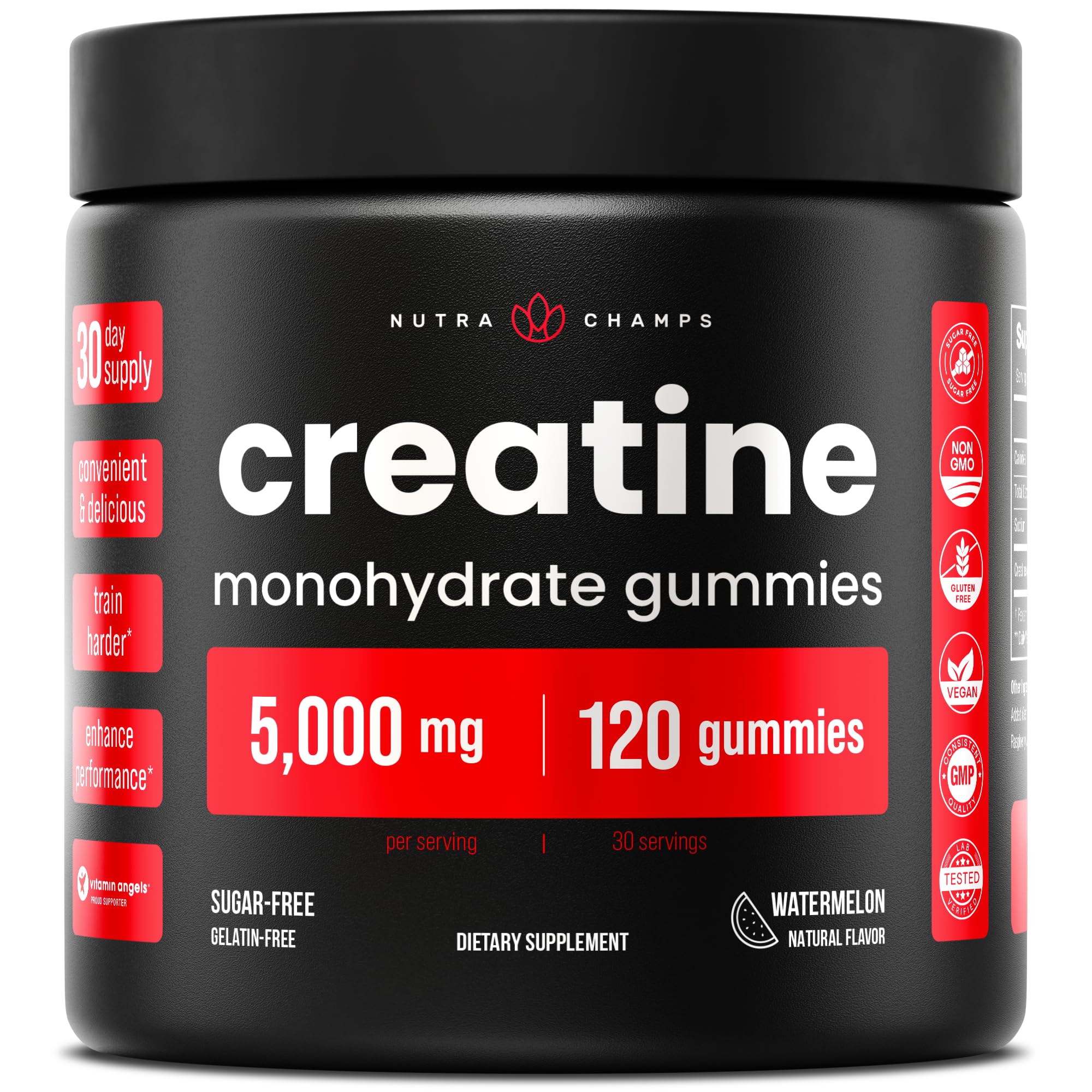 NutraChamps 120 Creatine Gummies for Men & Women - 5g Sugar Free Chewable Creatine Monohydrate Gummies - Supports Protein Synthesis, Muscle Recovery & Workout Performance NutraChamps uk supplements