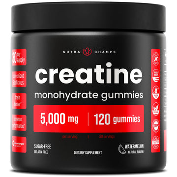 NutraChamps 120 Creatine Gummies for Men & Women - 5g Sugar Free Chewable Creatine Monohydrate Gummies - Supports Protein Synthesis, Muscle Recovery & Workout Performance NutraChamps uk supplements