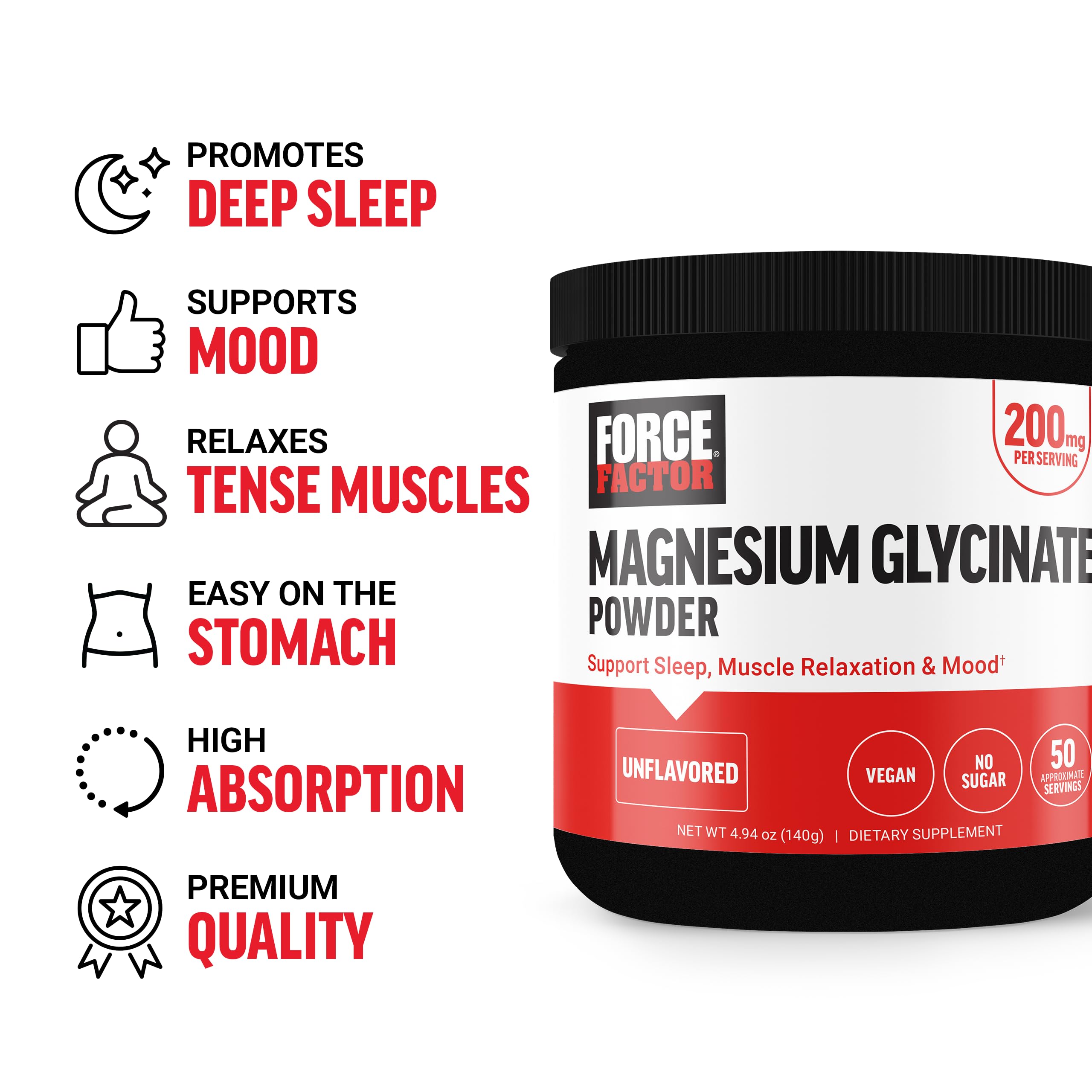 Force Factor Magnesium Glycinate 200mg, Magnesium Supplement for Women and Men to Support Sleep, Muscle Relaxation, and Mood, High Absorption, Vegan, 50 Servings Force Factor uk supplements