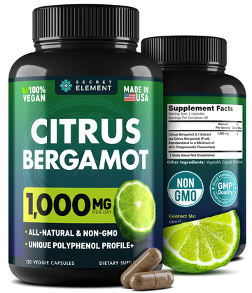 Citrus Bergamot Extract 1000mg - Citrus Bergamot Supplement for Heart, Immune System Secret Element uk supplements