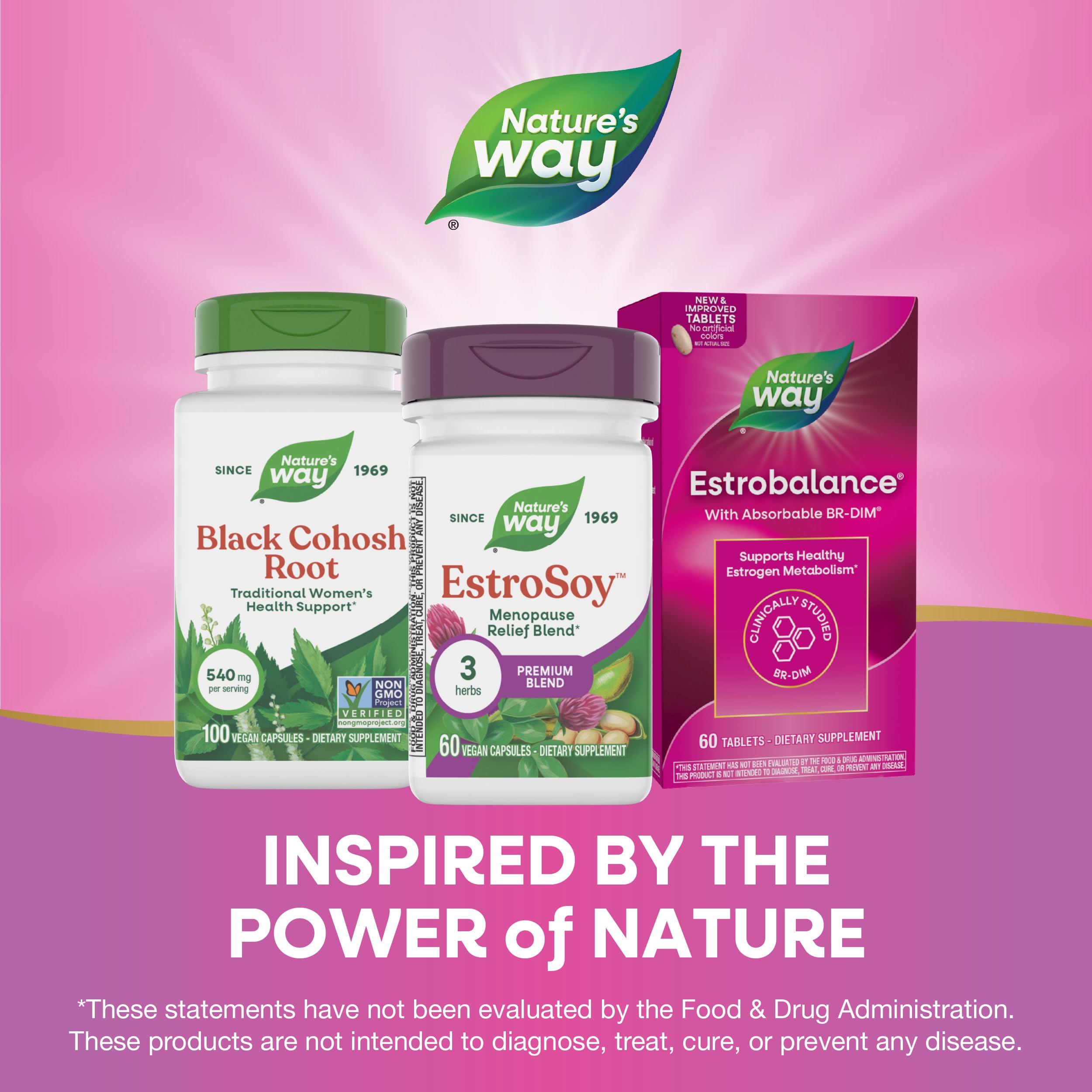 Nature's Way EstroSoy, Menopause Relief Blend*, Helps Relieve Menopausal Symptoms*, Black Cohosh, Fermented Soy Extracts, Red Clover, 60 Vegan Capsules (Packaging May Vary) Nature's Way uk supplements