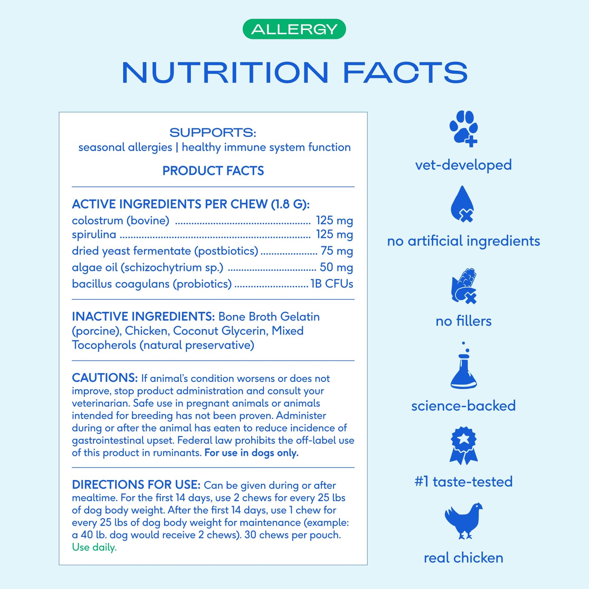 Native Pet Dog Allergy Chews - Dog Allergy Relief for Medium Breeds - Supports Seasonal Itch Relief, Healthy Immune Function & Reduces Sneezing - Colostrum, Spirulina, & Probiotics - 30 Days Supply Native Pet uk supplements