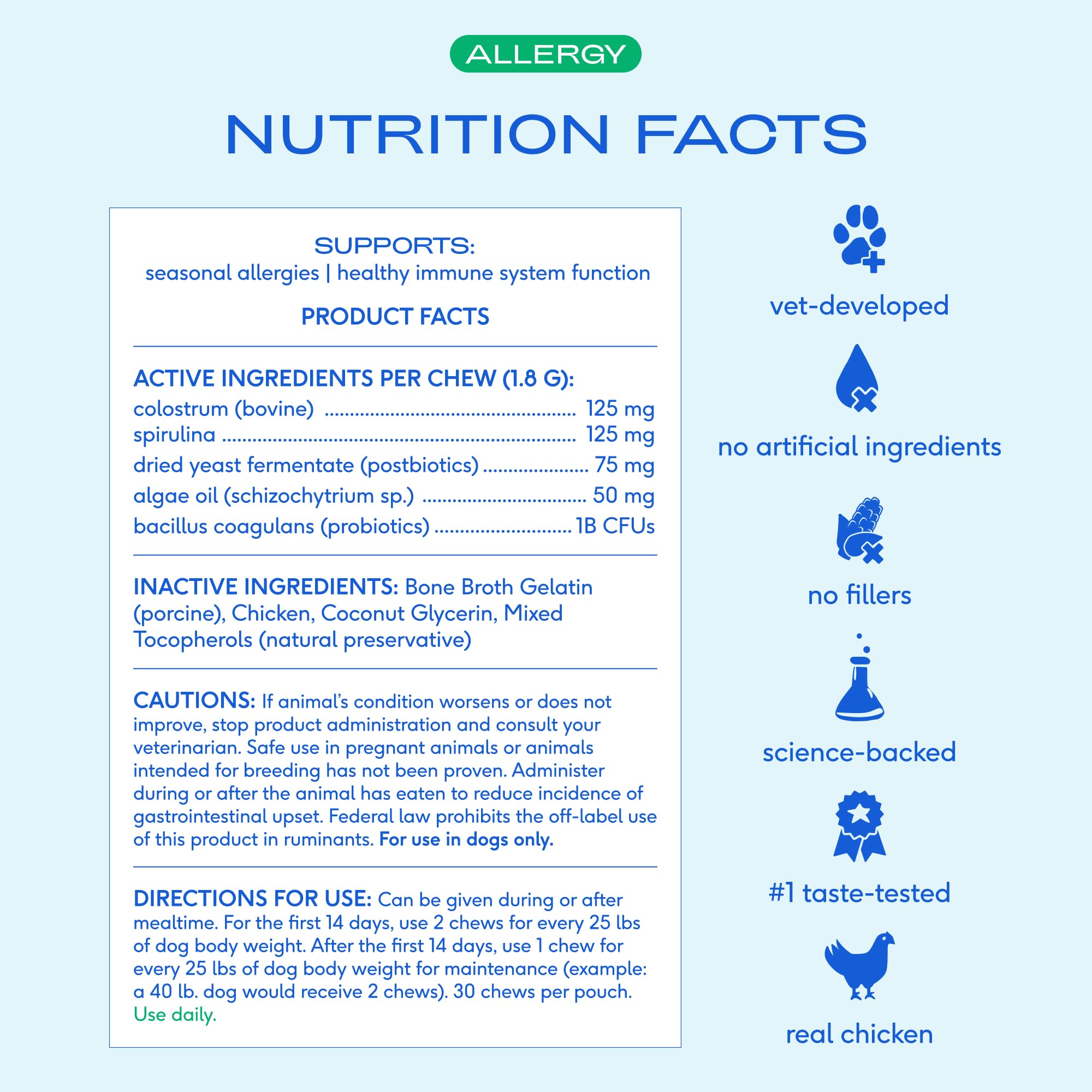 Native Pet Dog Allergy Chews - Dog Allergy Relief for Medium Breeds - Supports Seasonal Itch Relief, Healthy Immune Function & Reduces Sneezing - Colostrum, Spirulina, & Probiotics - 30 Days Supply Native Pet uk supplements