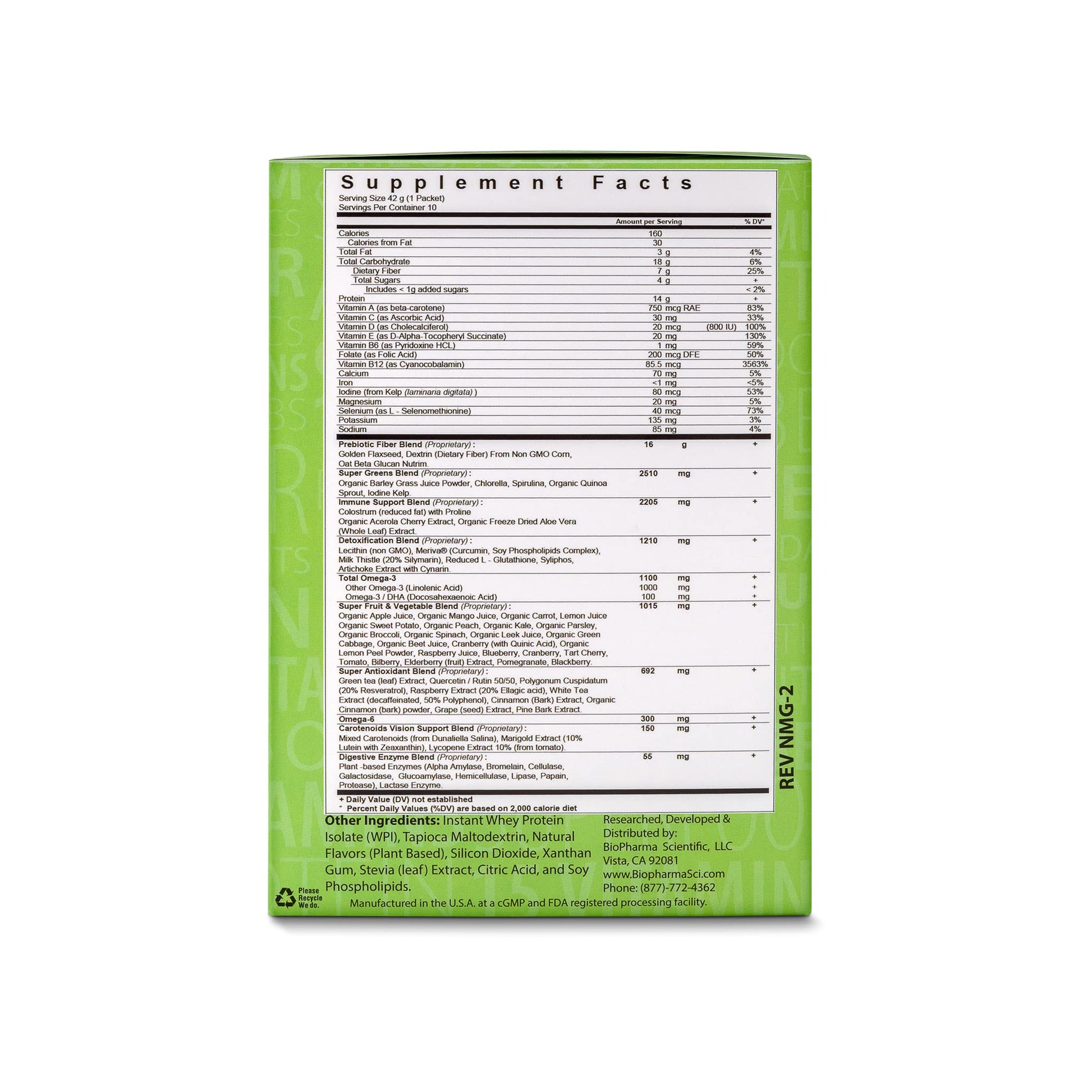 NanoMeal Plant-Based All-in-One Nutrition | Superfood Meal Replacement Powder | Tropical Fruit Blend | 10 Servings | Protein, Greens & Omega for Gut & Immune Support Biopharma Scientific uk supplements