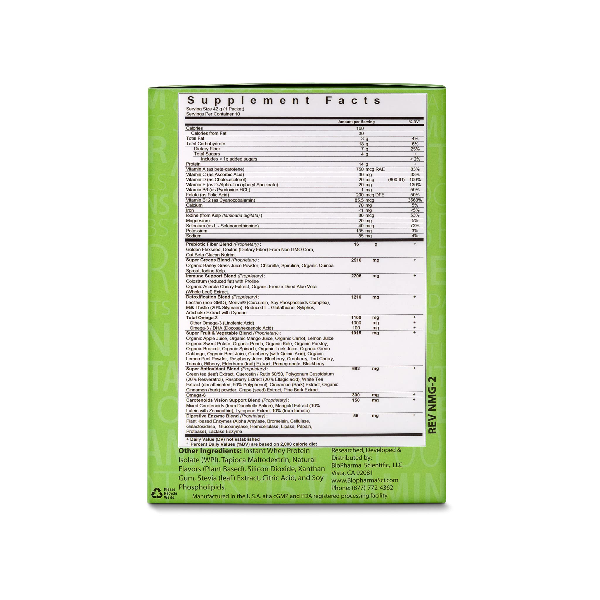 NanoMeal Plant-Based All-in-One Nutrition | Superfood Meal Replacement Powder | Tropical Fruit Blend | 10 Servings | Protein, Greens & Omega for Gut & Immune Support Biopharma Scientific uk supplements