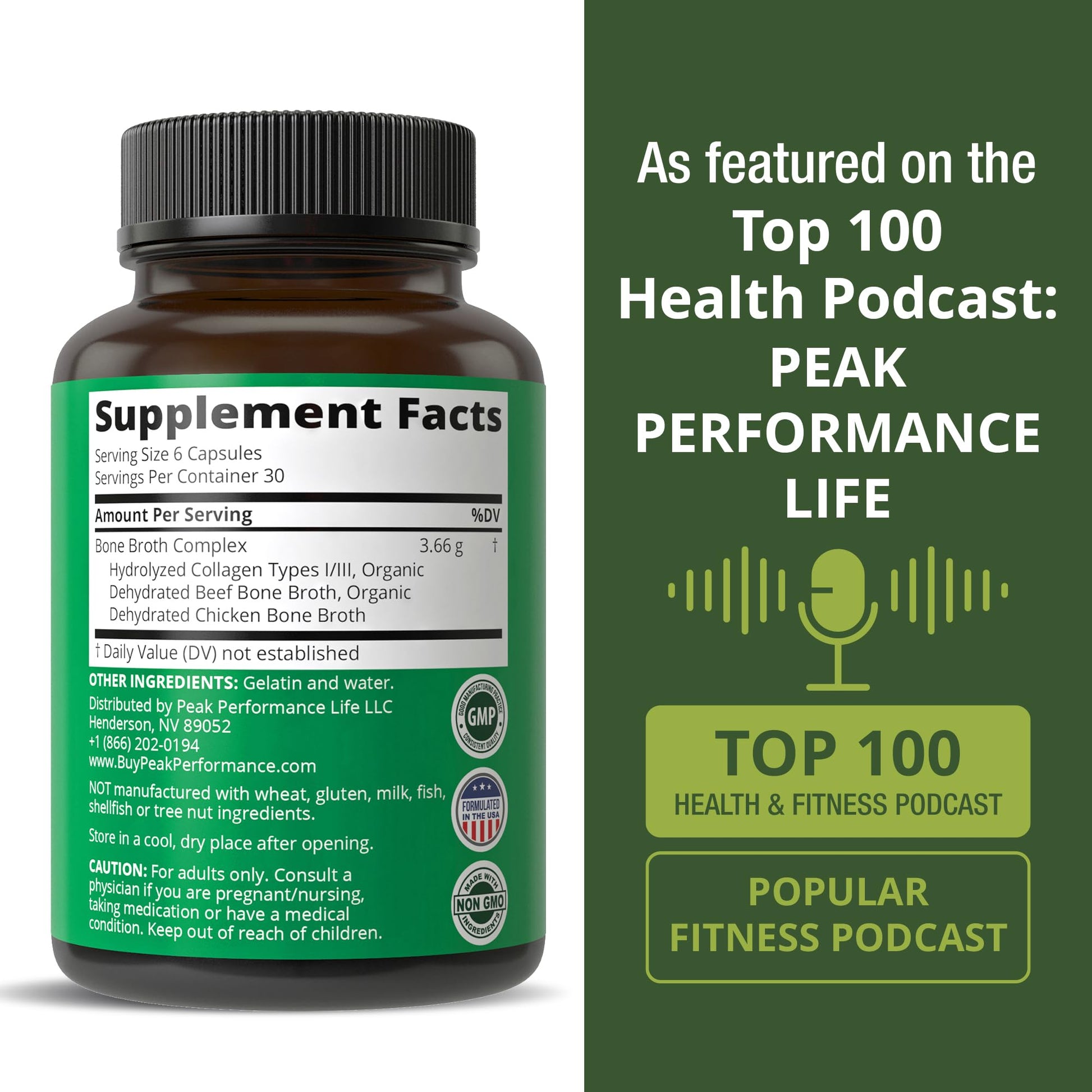 Bone Broth Collagen Capsules. 180 Pills of Grass Fed Bone Broth Collagen Protein Peptides. Contains All 3 Types 1, 2, and 3. Pure Pasture Raised Paleo Friendly Tablets for Women and Men Peak Performance uk supplements