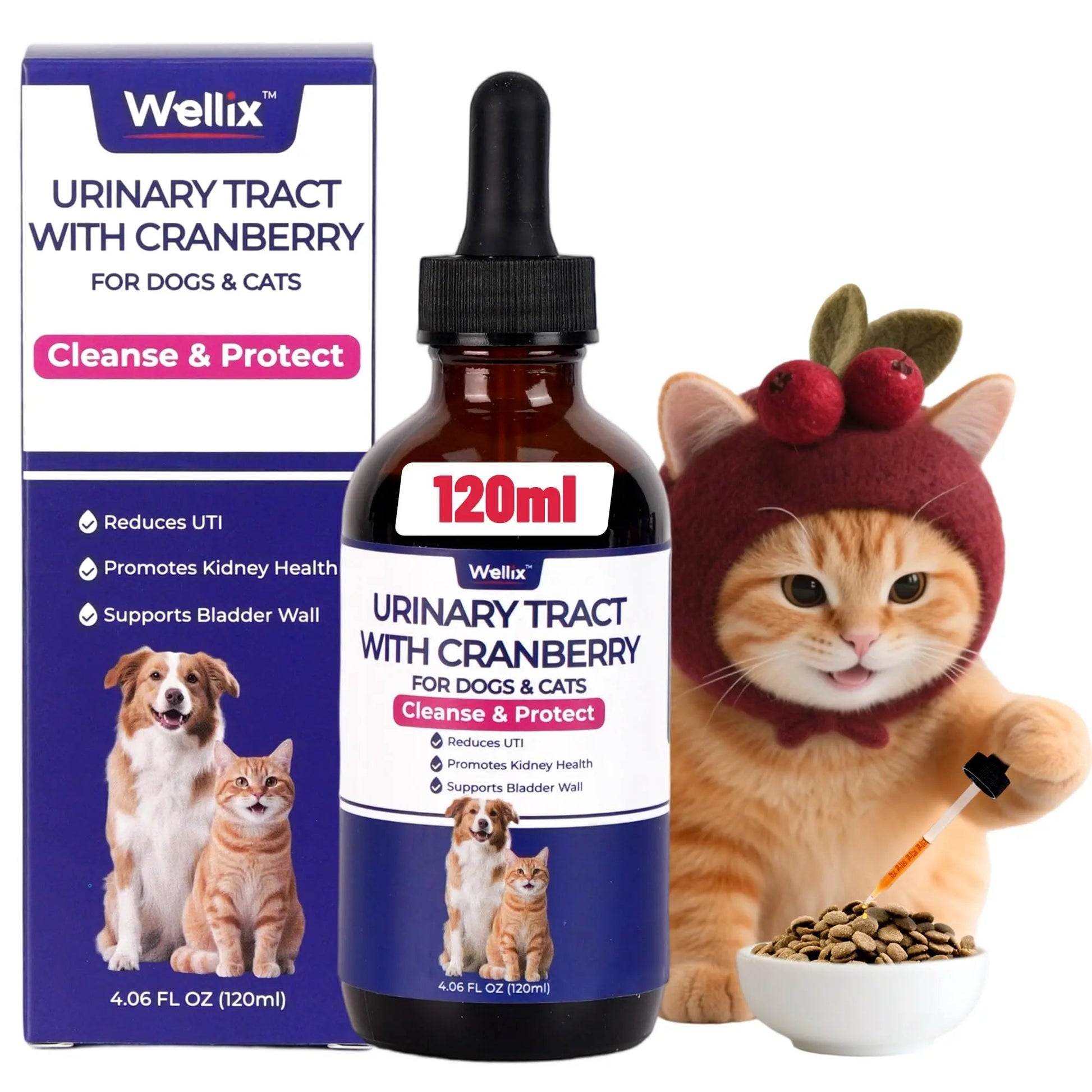 4oz Wellix Natural Cat & Dog UTI Treatment Drops,Cat & Dog Urinary Tract Infection Treatment - Cranberry & D-Mannose for Dogs & Cats - Kidney Health Supplement Wellix uk supplements