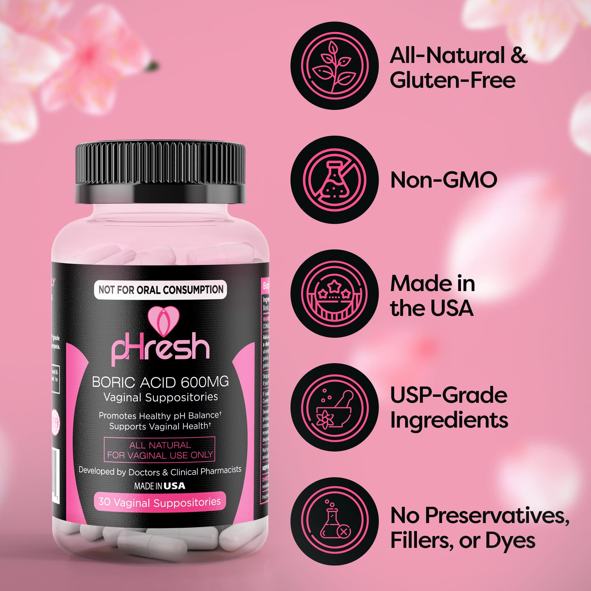 pHresh Boric Acid Suppositories and DIM Supplement ACE NUTRITION uk supplements