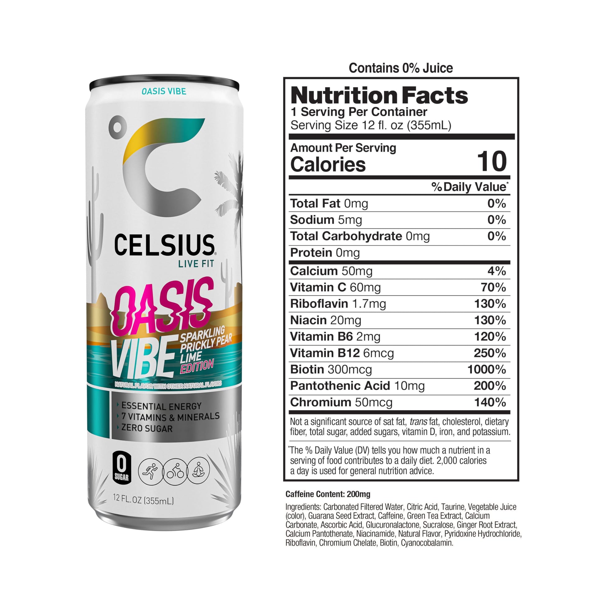CELSIUS Sparkling Oasis Vibe, Functional Essential Energy Drink, 12 Fl Oz (Pack of 12) CELSIUS uk supplements