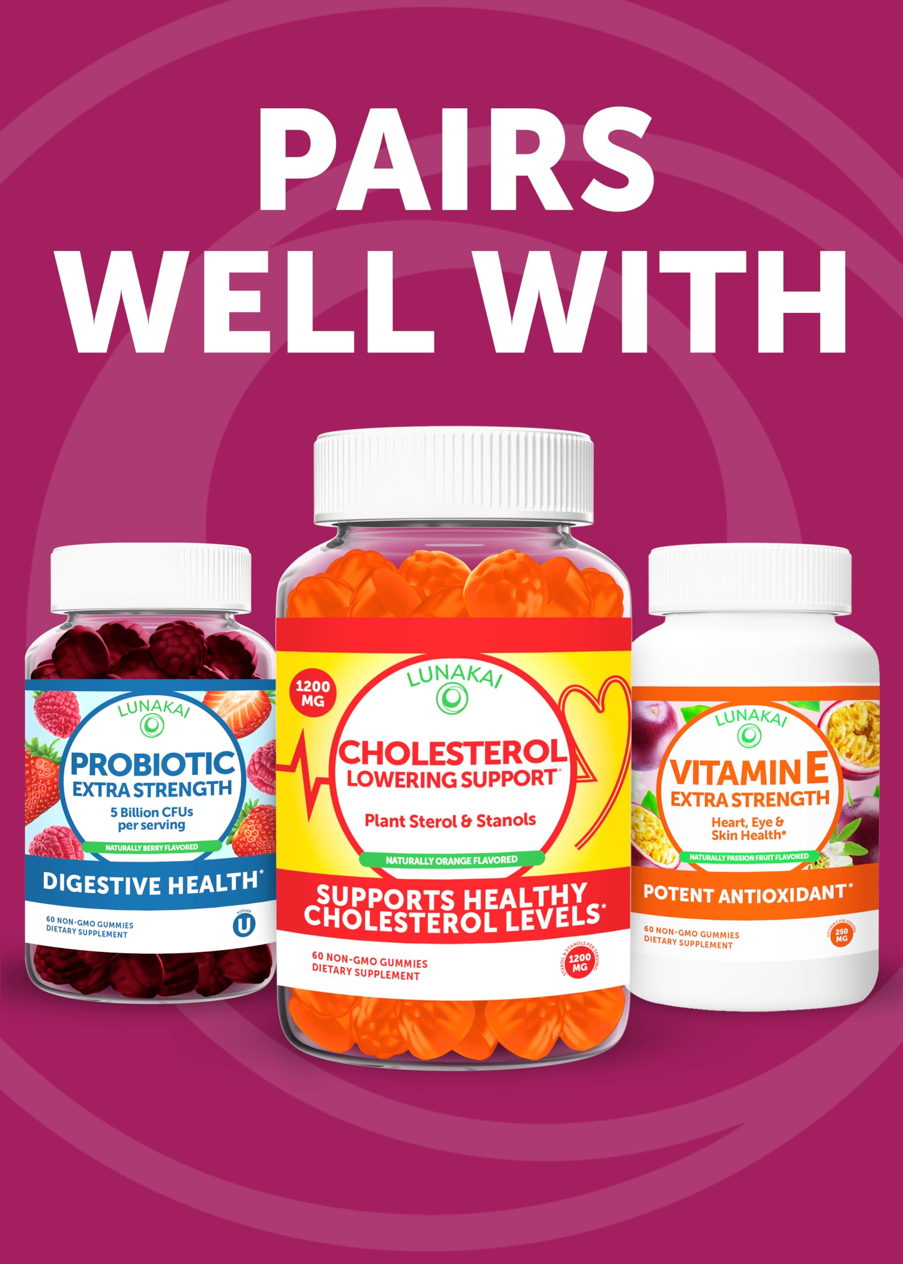 Lunakai USA Made Beet Root Gummies with Antioxidant Blend - Delicious Non-GMO Beet Chews, 60ct Lunakai uk supplements