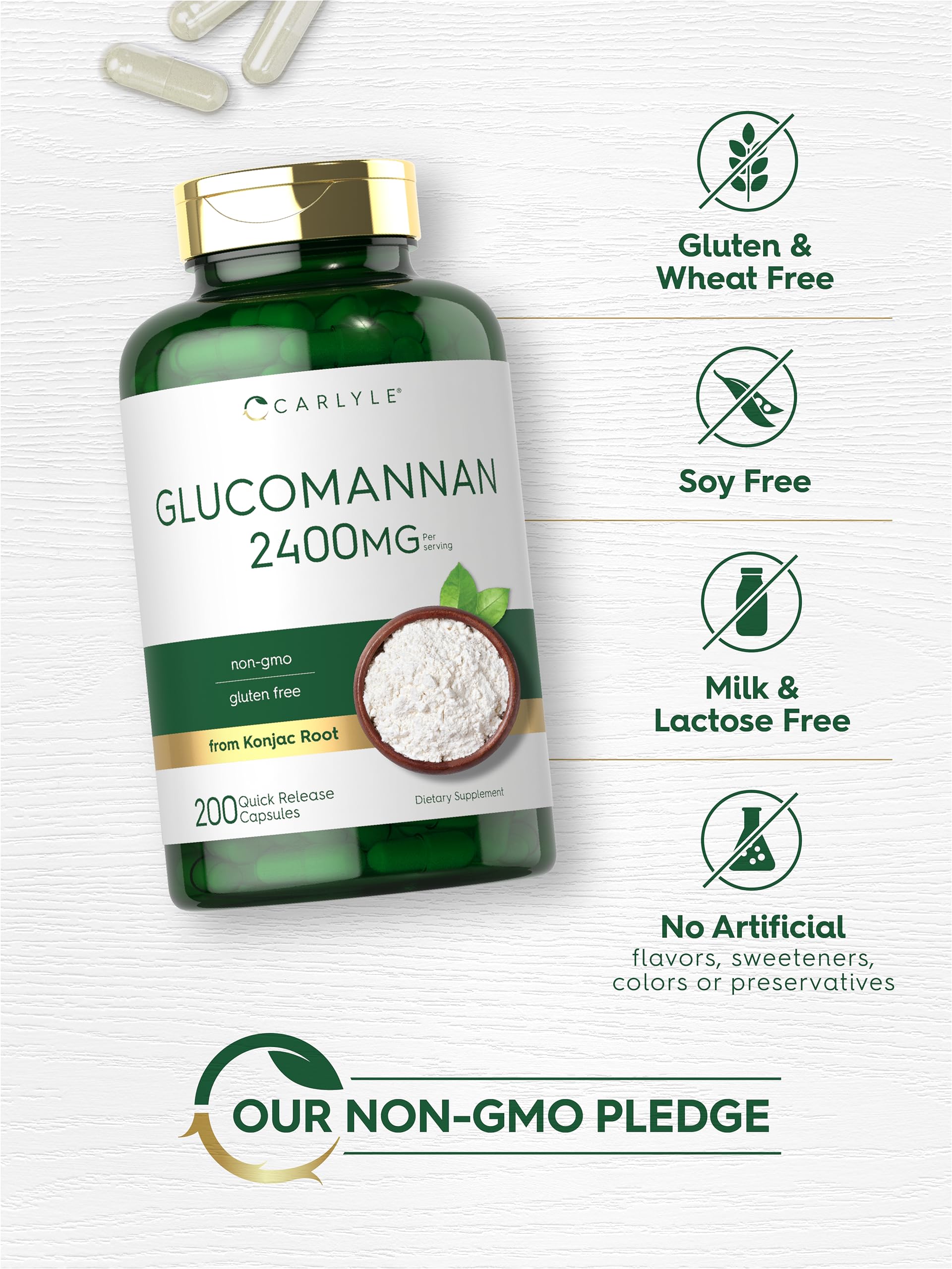 Carlyle Glucomannan Capsules | 200 Count | Soluble Fiber Pills | Non-GMO Carlyle uk supplements
