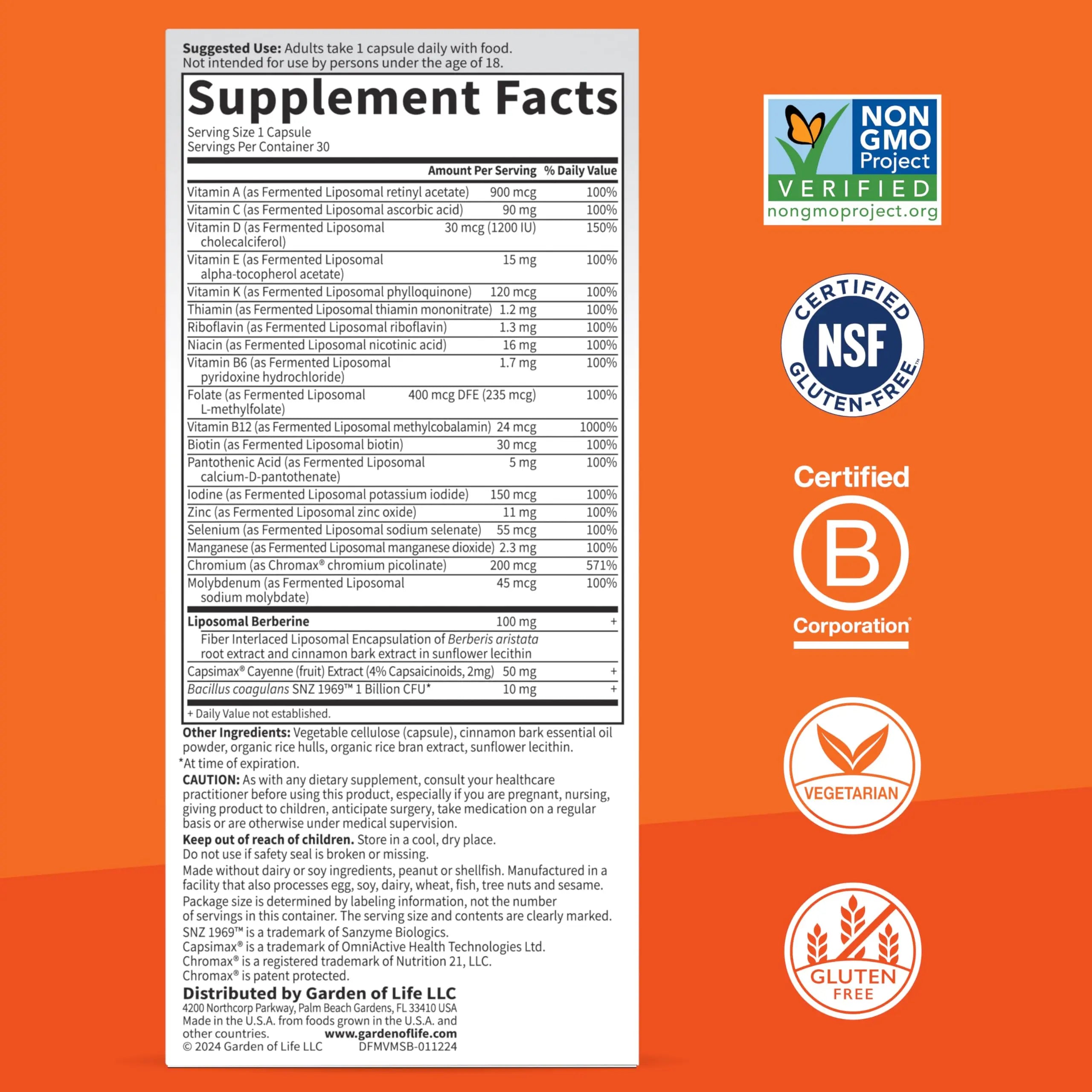 Garden of Life Dr. Formulated Multi+ Metabolism Support - Fermented Liposomal Multivitamin + Chromax, Capsimax, Berberine & Probiotics - 30 Capsules Garden of Life uk supplements