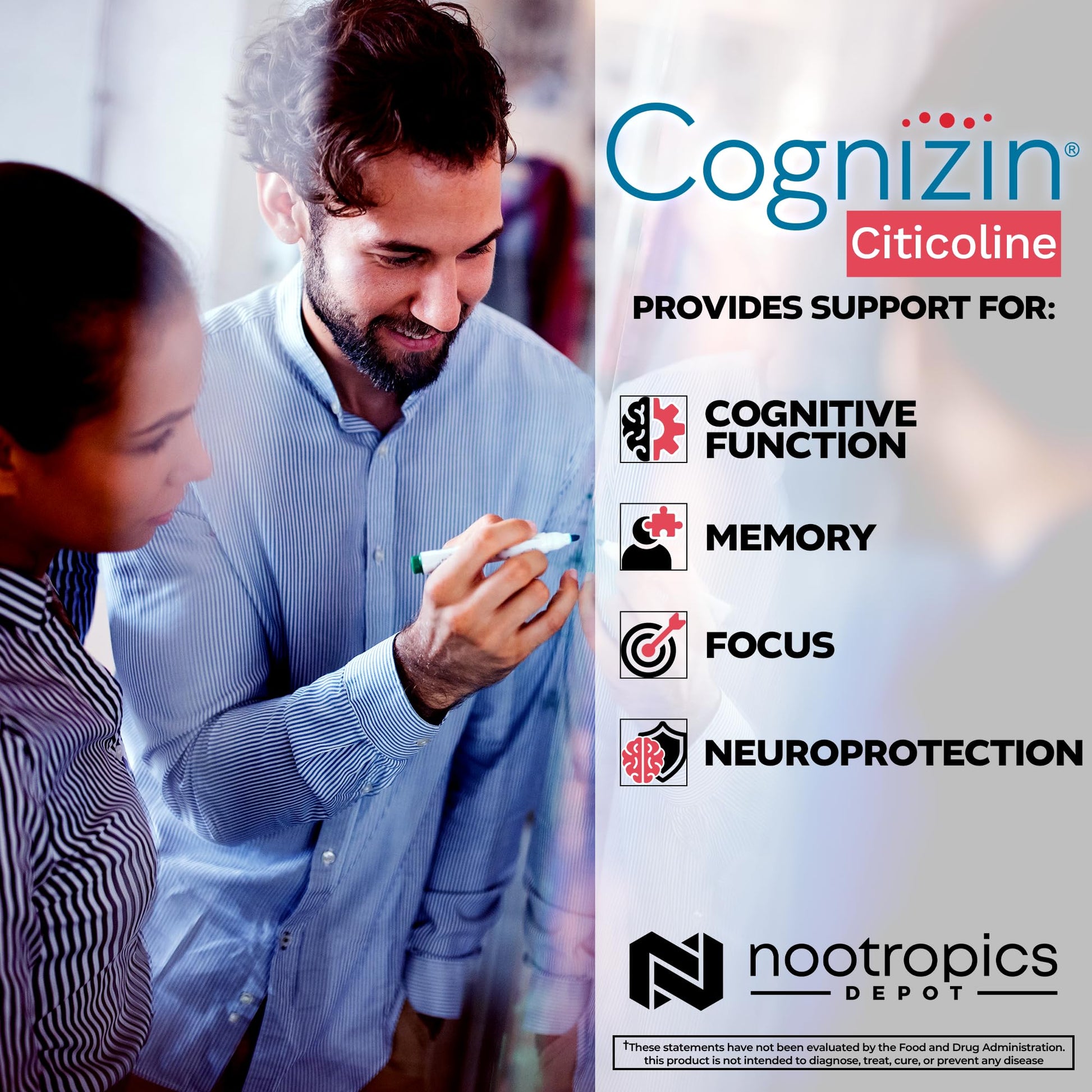 Nootropics Depot Cognizin Citicoline Capsules | 60 Count | Choline Supplement | Brain Health Supplement | Regulates Memory and Cognitive Function | Supports Attention, Focus and Recall Nootropics Depot uk supplements