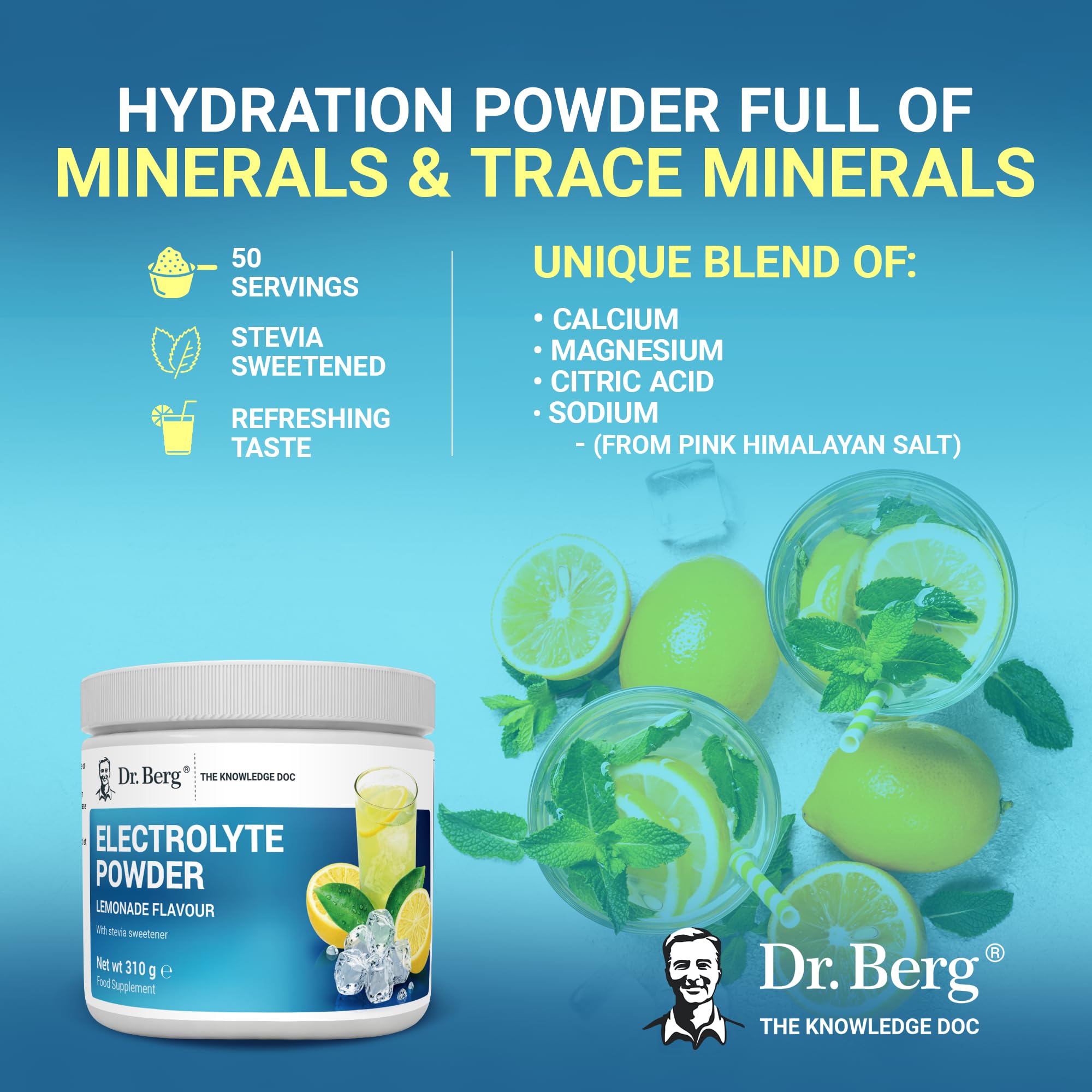Dr. Berg Electrolyte Powder - Electrolyte Drink Supplements with 1000mg Potassium Dr. Berg Nutritionals uk supplements