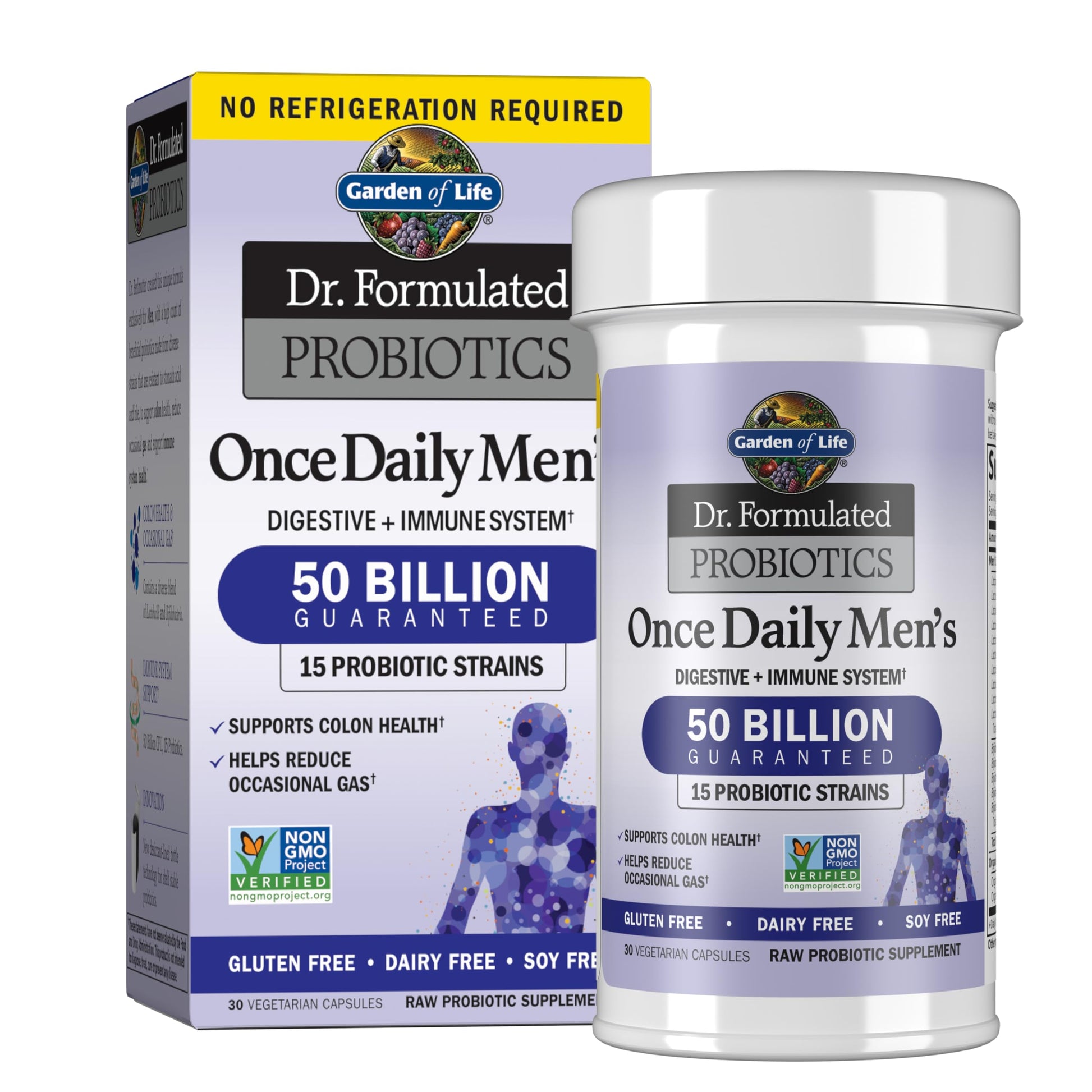 Garden of Life Probiotics for Men, Dr Formulated 50 Billion CFU 15 Probiotics for Digestive Health + Organic Prebiotic Fiber, Colon & Immune Support, Daily Gas Relief, Shelf Stable, 30 Capsules Garden of Life uk supplements