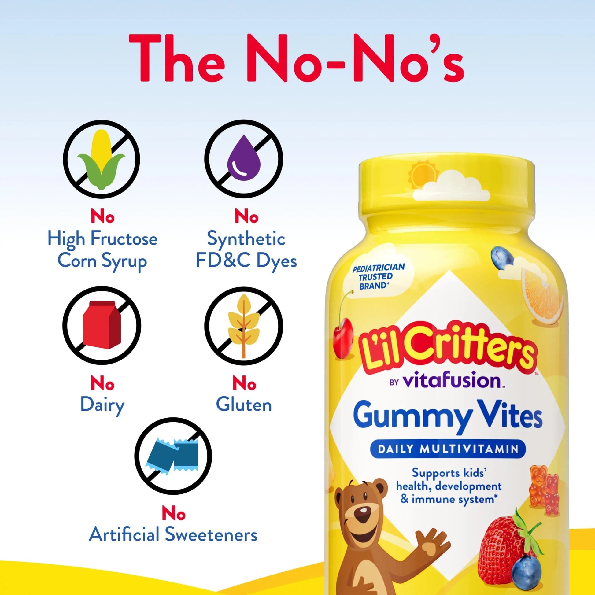 L’il Critters Gummy Vites Daily Gummy Multivitamin for Kids, Vitamin C, D3 for Immune Support Cherry, Strawberry, Orange Lil Critters uk supplements