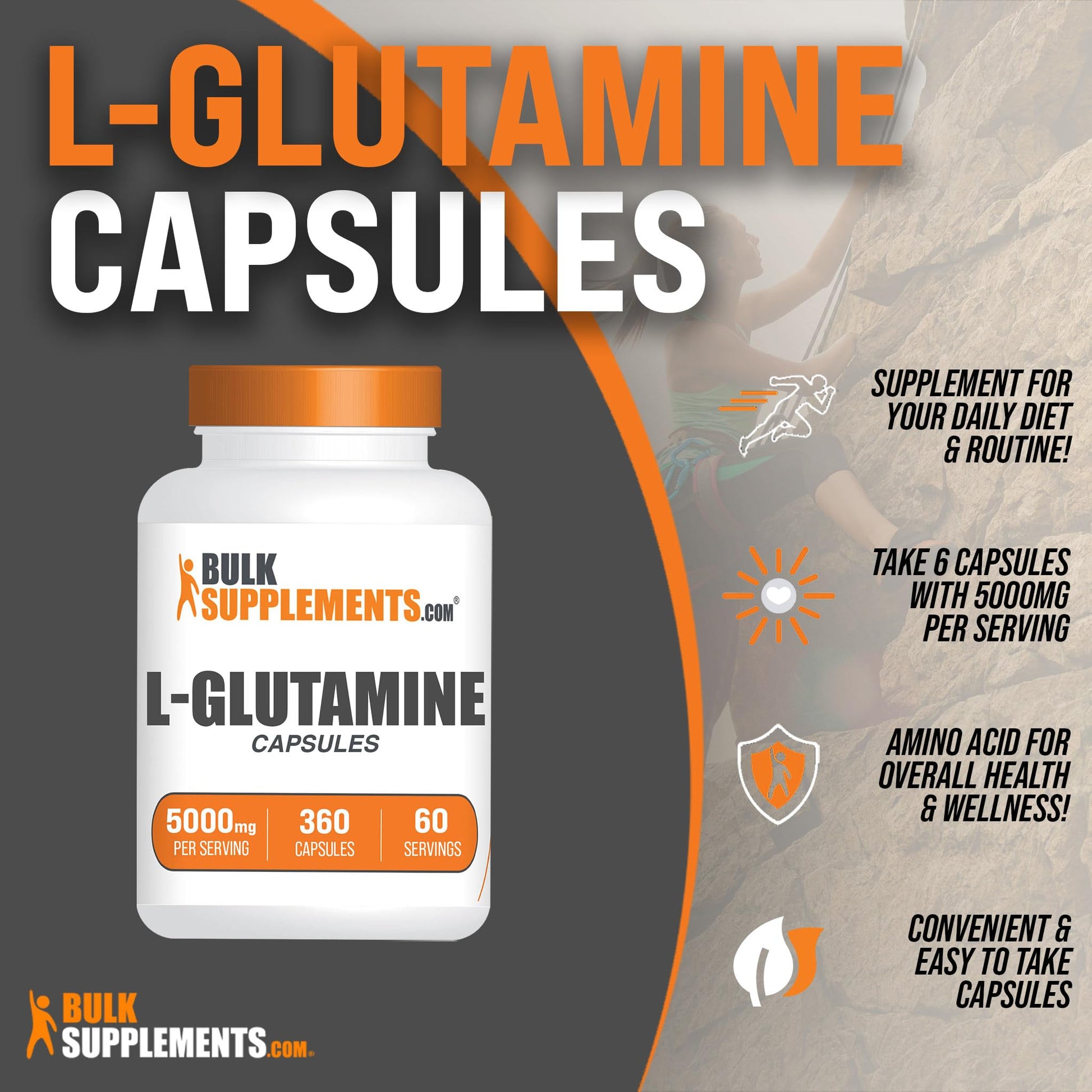BULKSUPPLEMENTS.COM L-Glutamine Capsules - Glutamine Supplement, L Glutamine BULKSUPPLEMENTS.COM uk supplements