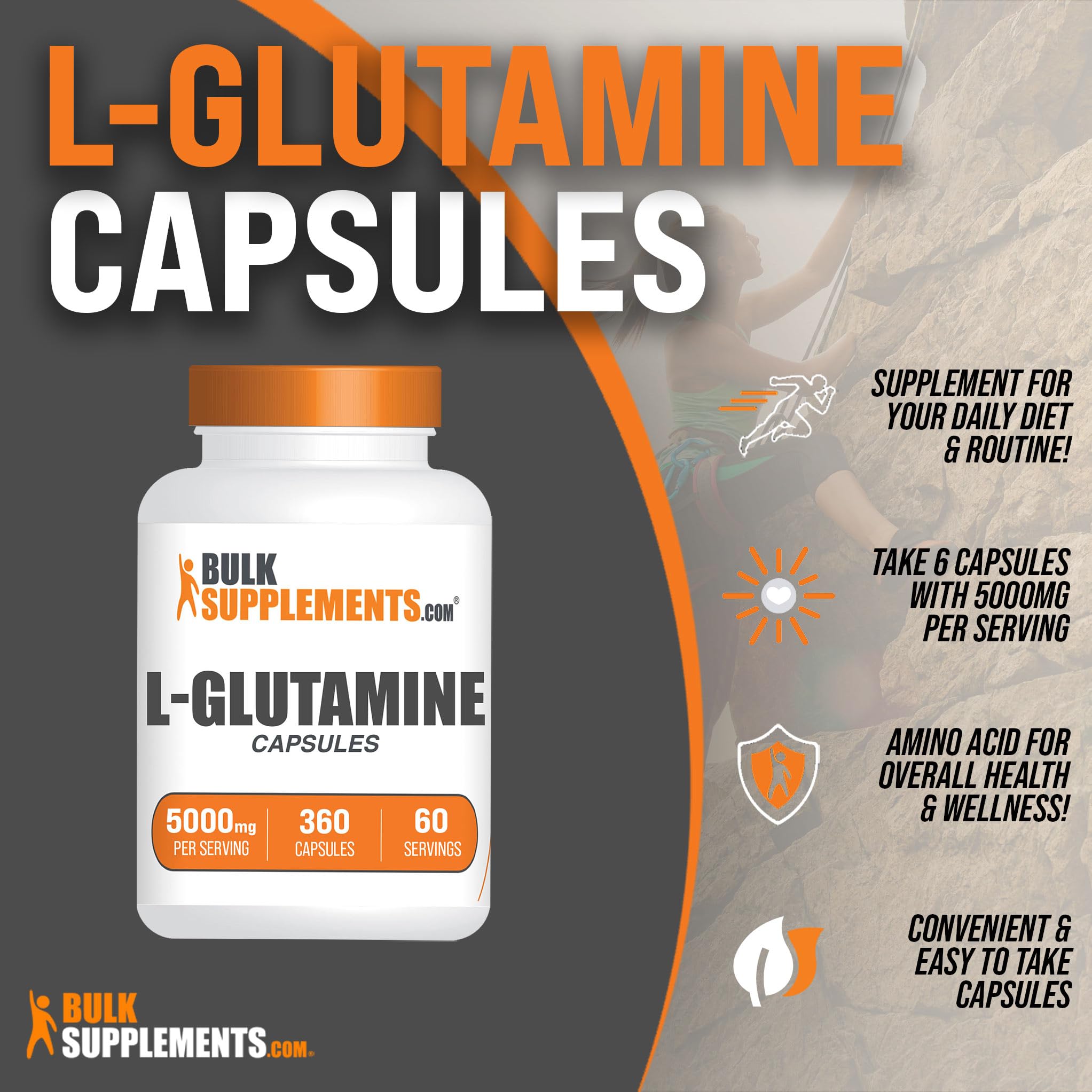 BULKSUPPLEMENTS.COM L-Glutamine Capsules - Glutamine Supplement, L Glutamine BULKSUPPLEMENTS.COM uk supplements