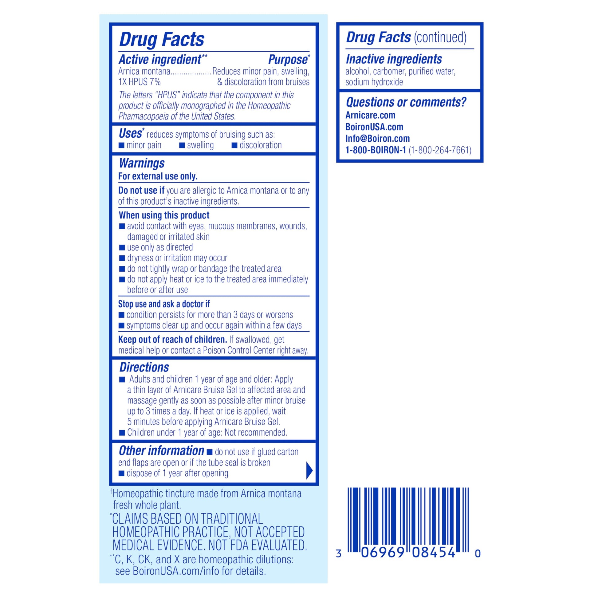 Boiron Arnicare Bruise Gel for Relief of Pain, Inflammation or Swelling, Soreness, and Discoloration - Non-greasy and Fragrance-Free - 1.5 oz Boiron uk supplements