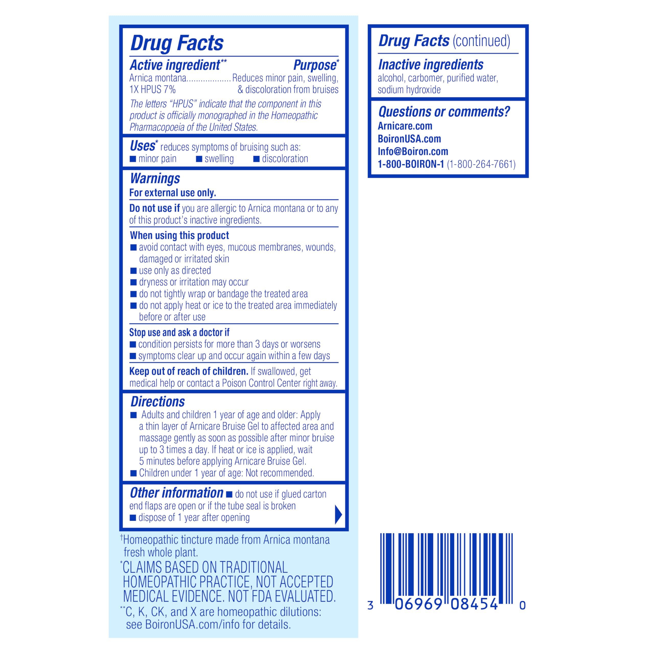 Boiron Arnicare Bruise Gel for Relief of Pain, Inflammation or Swelling, Soreness, and Discoloration - Non-greasy and Fragrance-Free - 1.5 oz Boiron uk supplements