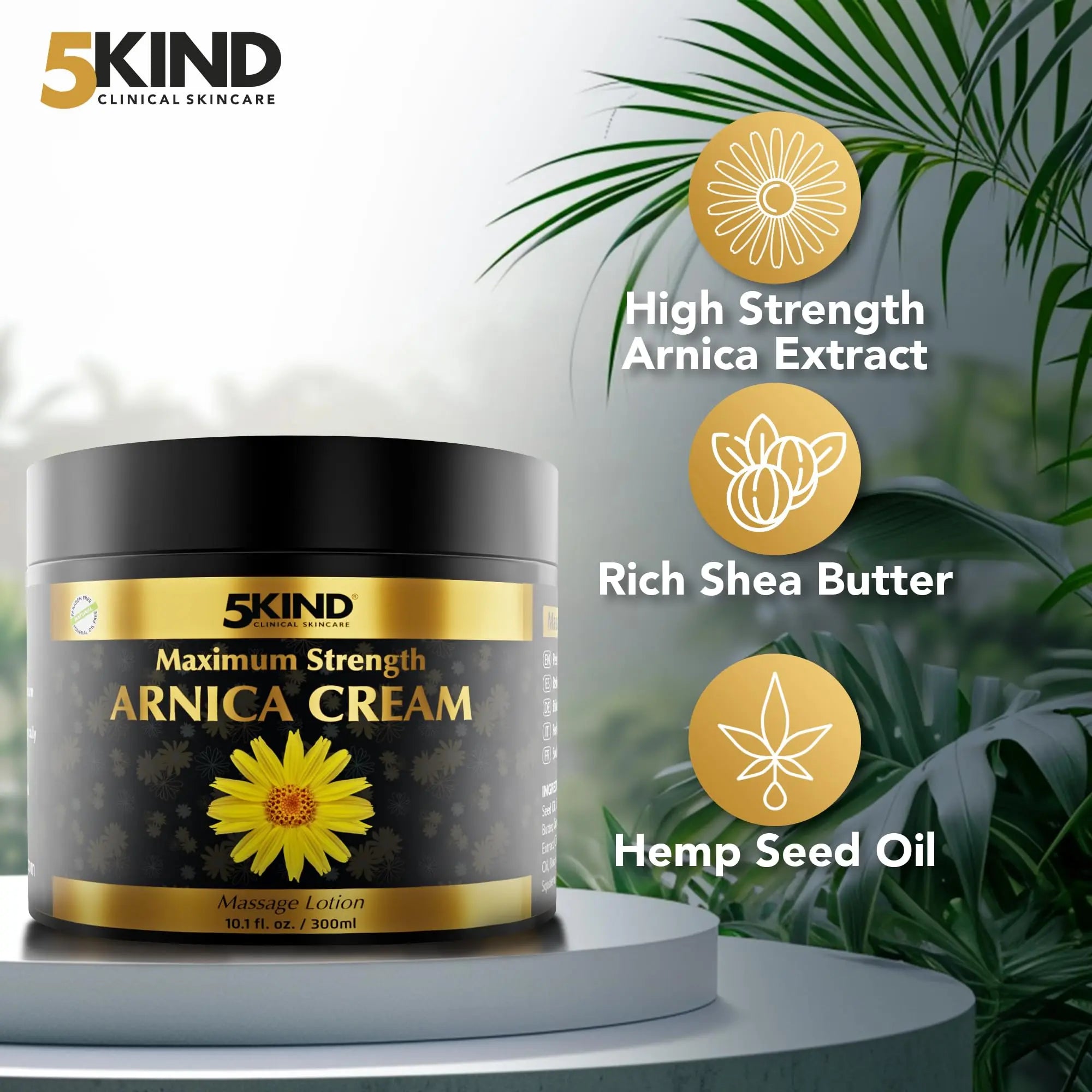 5kind Extra Strong Arnica Cream for Bruising and Swelling 10.1 Fl Oz - Arnica Bruise Cream Extra Strength Fast Healing Thin Skin - High Concentration Arnica Montana Extract for Bruises-Natural Formula 5kind clinical skincare uk supplements
