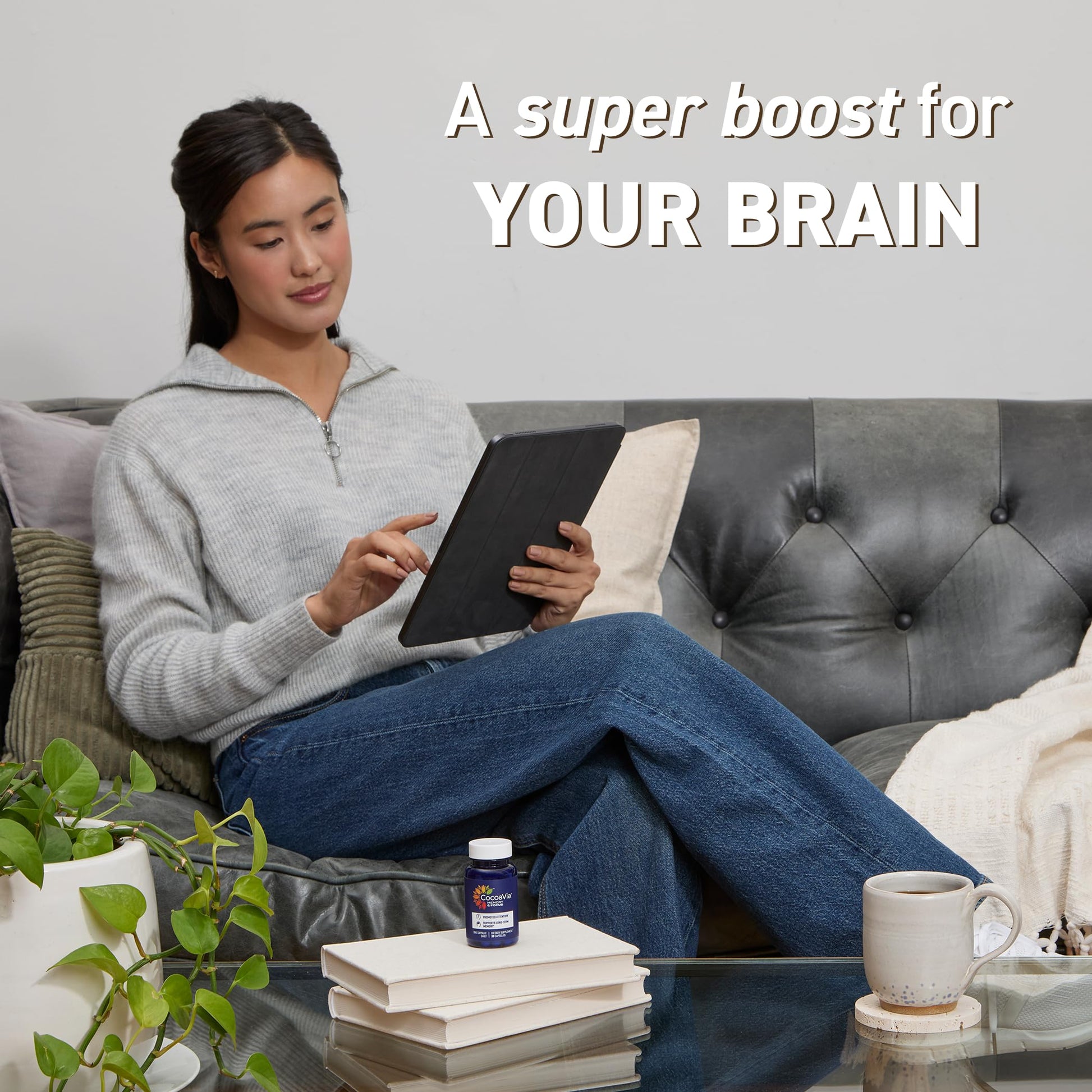 CocoaVia Memory & Focus Brain Supplement, 90 Day, Cocoa Flavanol Blend, Lutein, Added Caffeine for Boost. Improve Cognitive Function, Attention, Vegan & Plant Based, 90 Capsules CocoaVia uk supplements
