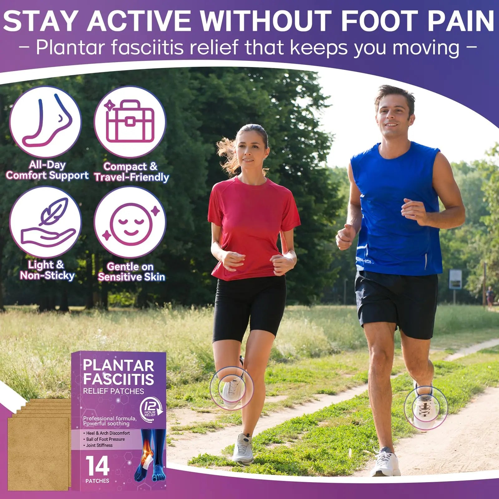 Mosconly Plantar Fasciitis Relief 14 Pcs, Natural Heel Discomfort Relief for Plantar Fasciitis, 12 Hour Maximum Strength Deep Hot, Soothing of Joint Soreness for Heel Discomfort Mosconly uk supplements