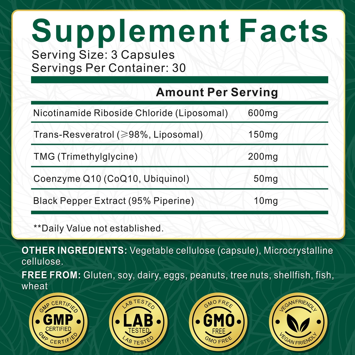 NBOOCUP NAD Supplement - 1010mg Nicotinamide Riboside Chloride Complex, Liposomal NR Supplements, Resveratrol NAD+ for Anti Aging, Cellular Energy, Skin, Focus - 90 Capsules NBOOCUP uk supplements