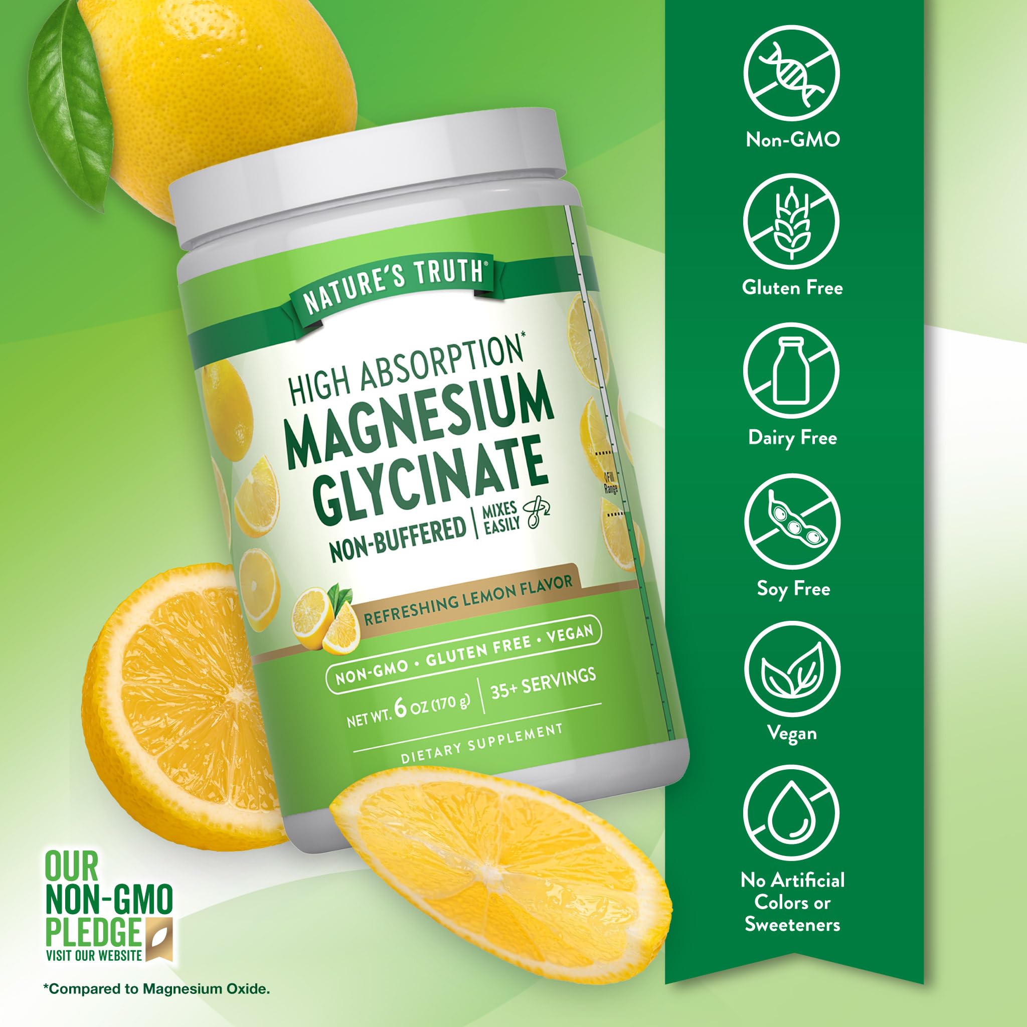 Nature's Truth Magnesium Glycinate Powder | 6 oz | Lemon Flavor | High Absorption | Vegan, Non-GMO, Gluten Free Supplement Nature's Truth uk supplements