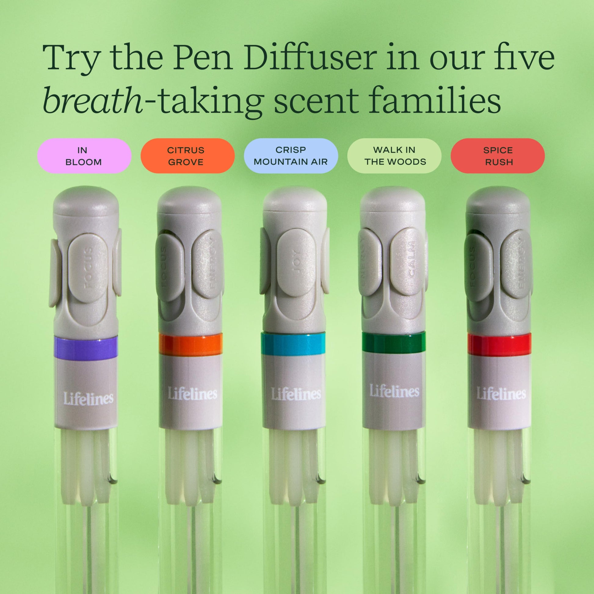 Pen Diffuser in Crisp Mountain Air Essential Oil Blends - Elegant 1.0mm Ballpoint Tip - Black Pen Lifelines uk supplements