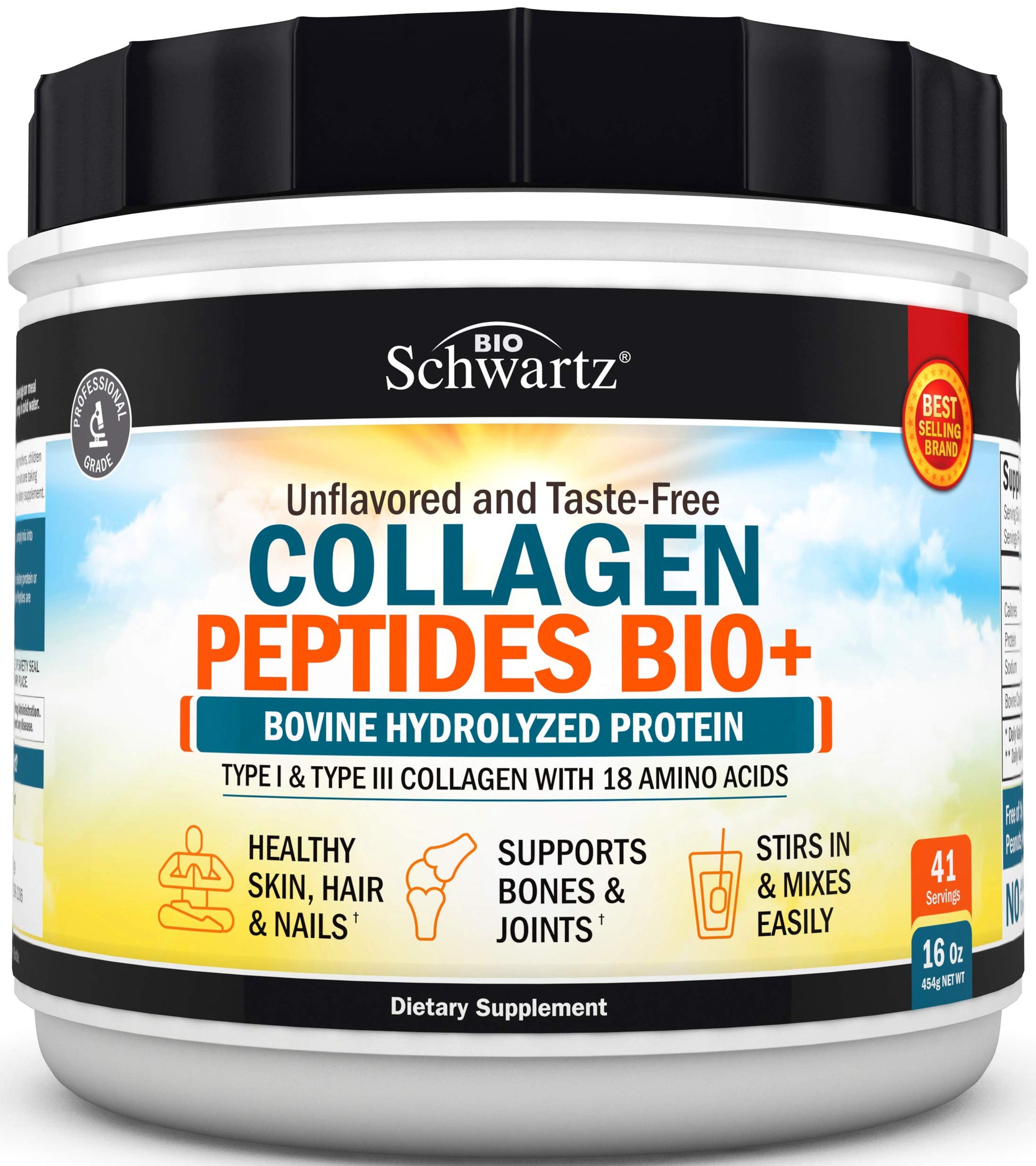 Collagen Peptides Powder - Grass Fed, Pasture Raised with Aminos - Promotes Healthy BioSchwartz uk supplements