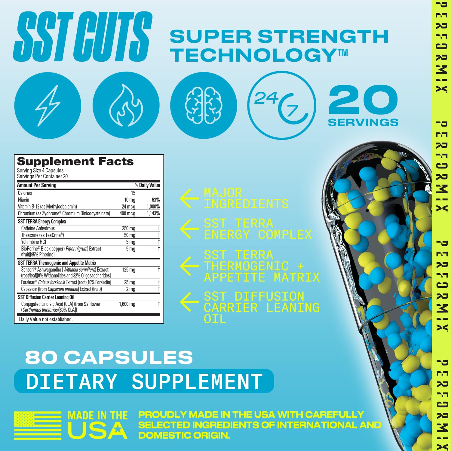 PERFORMIX - SST Cuts - Thermogenic with CLA - Energy, Focus & Mood PERFORMIX uk supplements