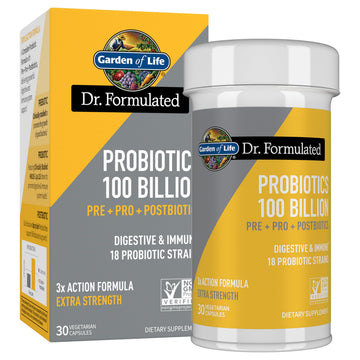 Garden of Life Dr. Formulated Pre, Post & Probiotics 100 Billion CFU Once Daily 3-in-1 Complete Probiotics, Prebiotics & Postbiotics Supplement for Women and Men – Extra Strength, 30 Day Supply Garden of Life uk supplements