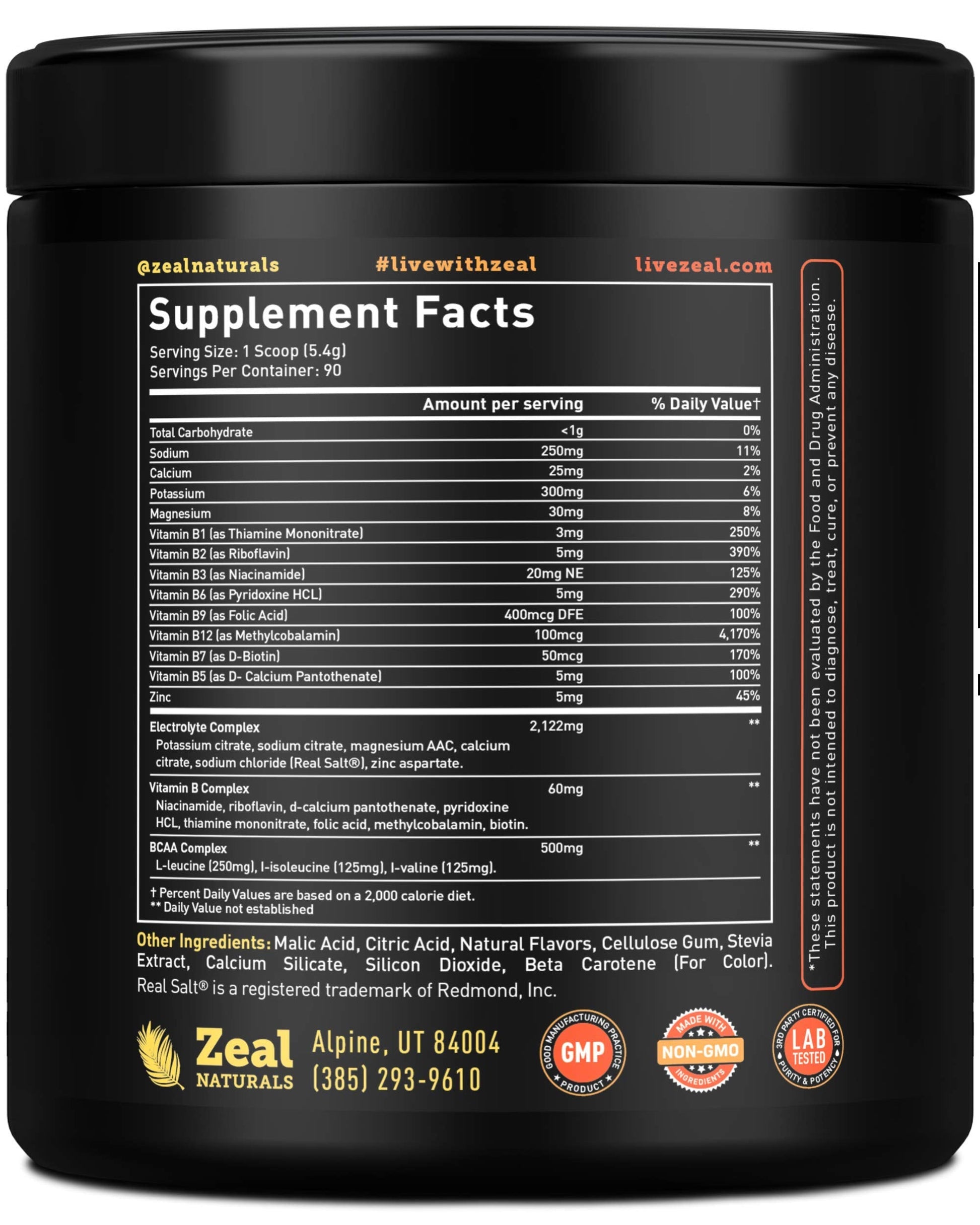 Enhanced Electrolyte Powder (Peach Mango | 90ct.) + BCAA, B-Vitamins & Real Salt Zeal Naturals uk supplements