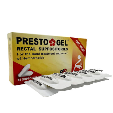 Presto Gel - Natural Hemorrhoid Rectal Suppositories - Rapid Hemorrhoid Treatment and Relief from Itching, Swelling, Burning and Discomfort - Pack of 12 DAN Pharm uk supplements