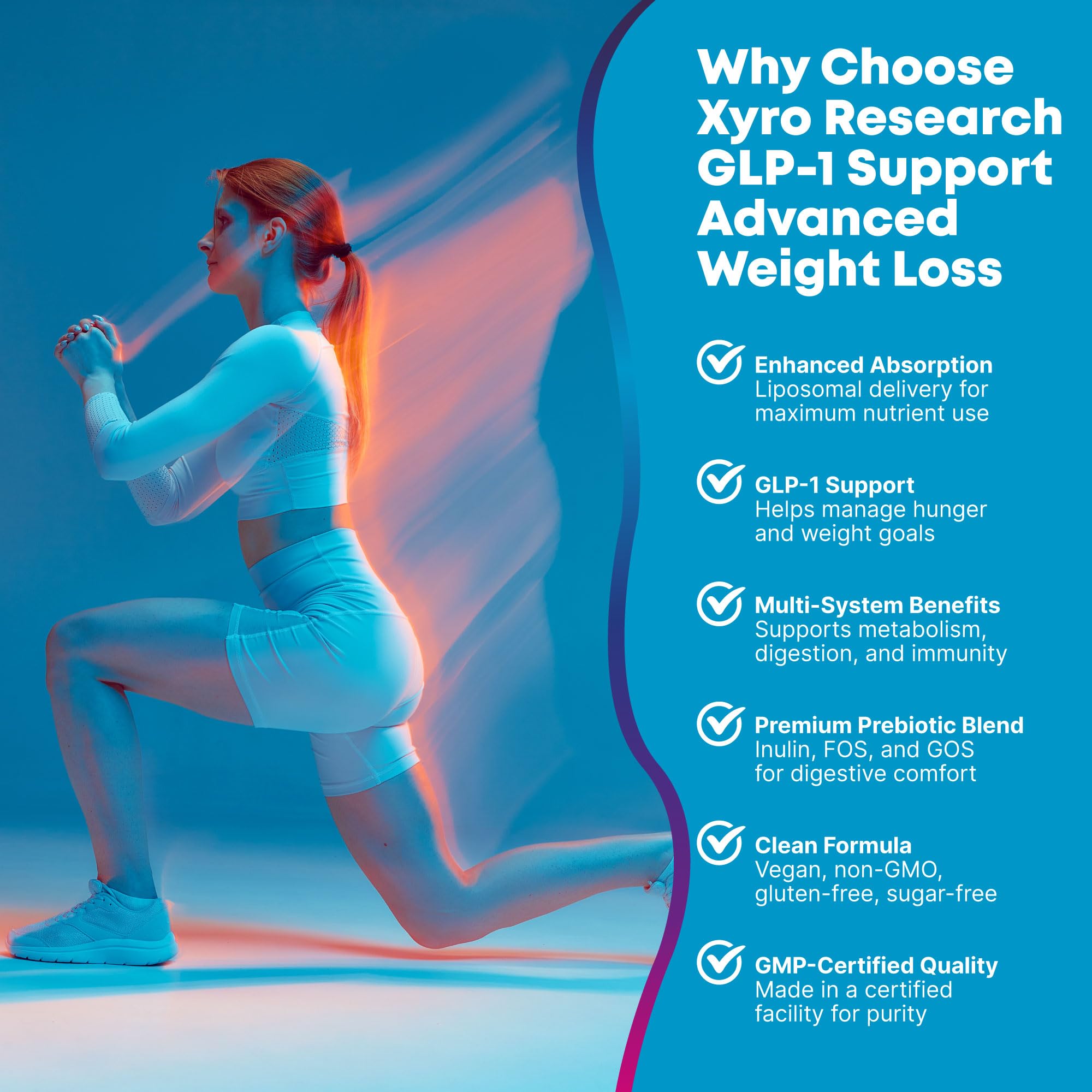 Xyro Research GLP-1 Support Weight Loss Supplement - Appetite Suppressant & Metabolism Booster to Support Natural Hunger Control Curb Cravings Burn Fat & Gut Wellness Xyro Research uk supplements