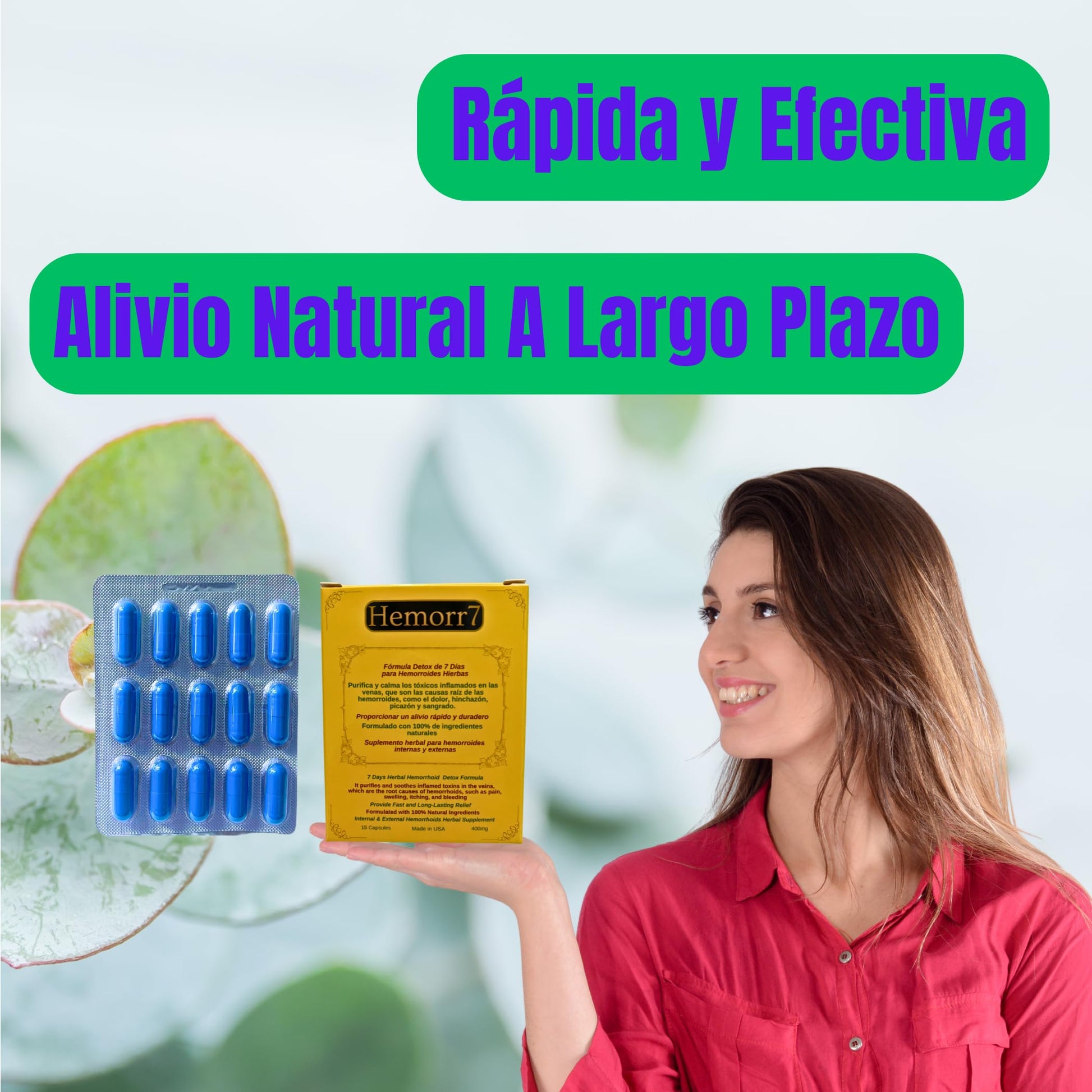 Hemorr7: 7Days 15 Capsules Herbal Hemorrhoid Detox Formula,Fórmula Herbal para desintoxicar las hemorroides Durante 7 días Generic uk supplements