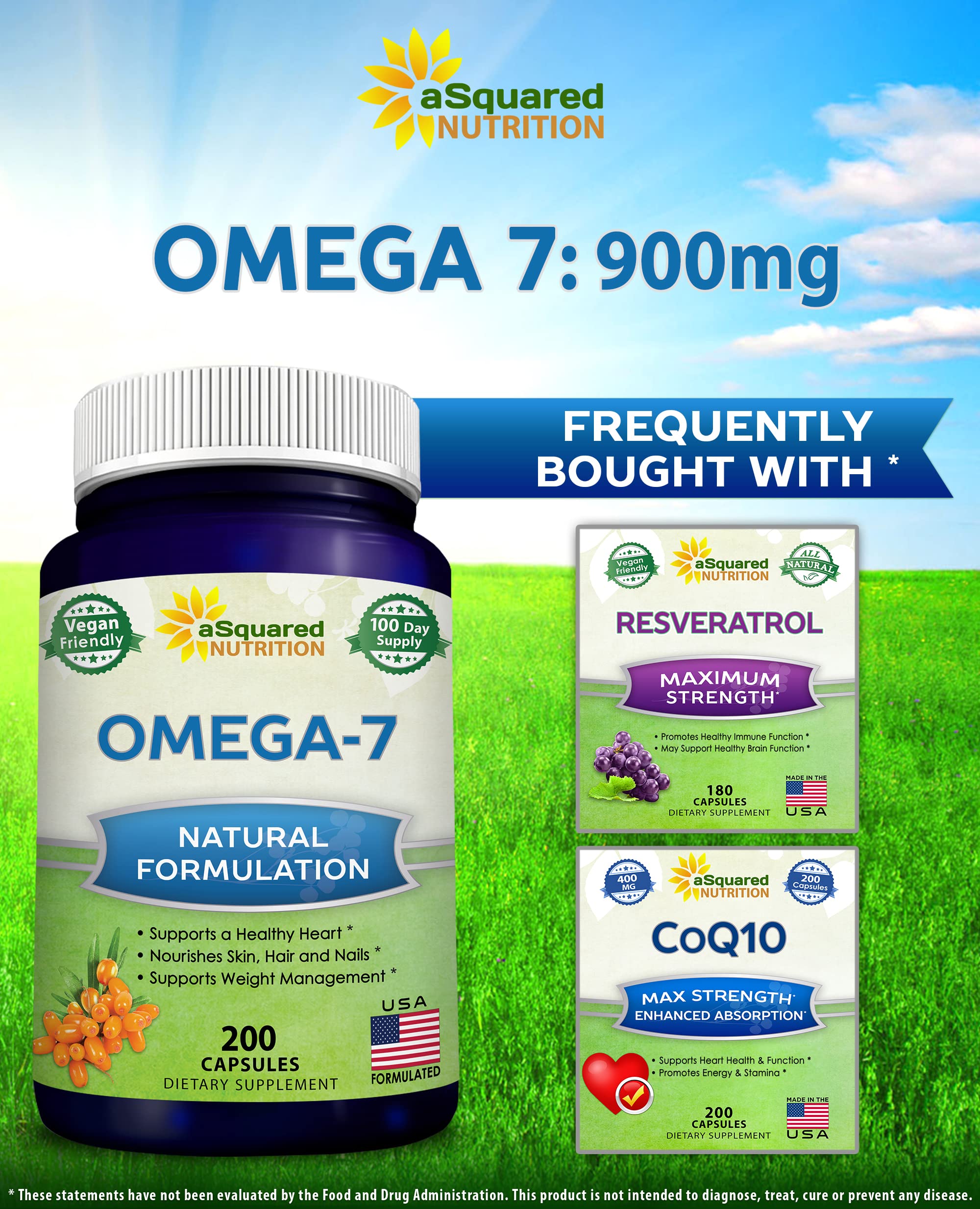 aSquared Nutrition Purified Omega 7 Fatty Acids-200 Capsules from Natural Sea Buckthorn aSquared Nutrition uk supplements