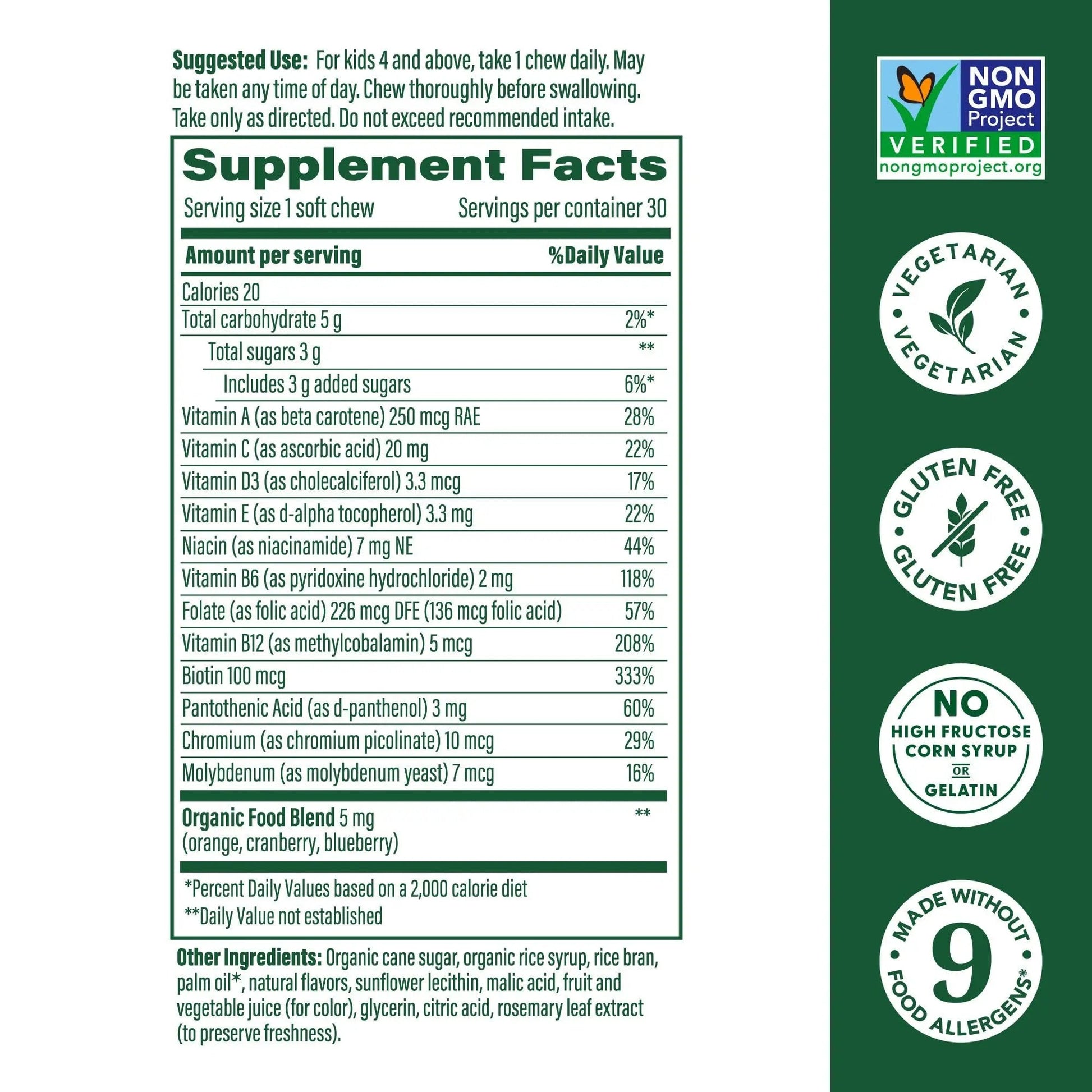 MegaFood Kids One Daily Multivitamin Soft Chews - Kids Vitamins with Vitamin B, Vitamin C, Vitamin D & Vitamin E - Age 4+, Vegetarian MegaFood uk supplements