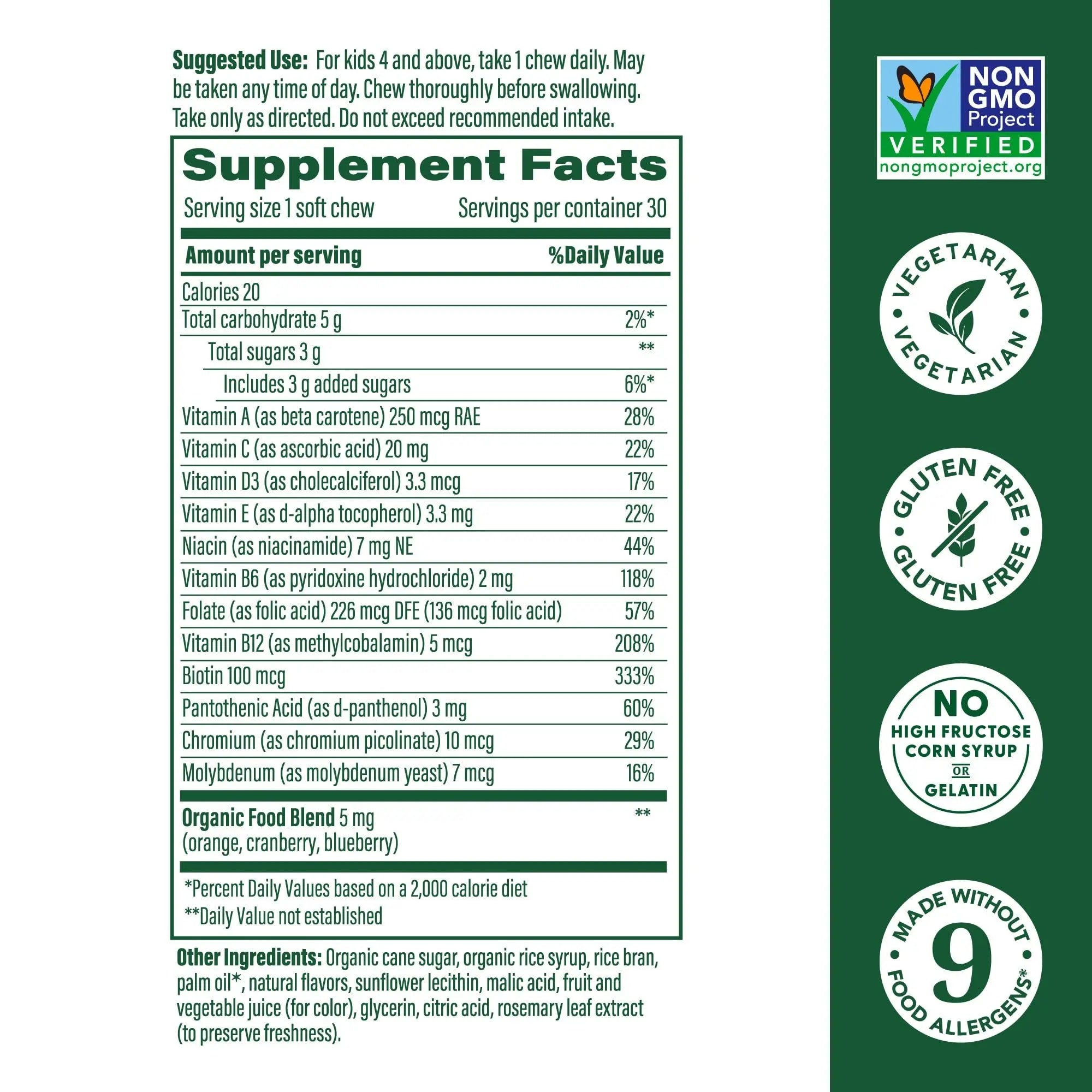 MegaFood Kids One Daily Multivitamin Soft Chews - Kids Vitamins with Vitamin B, Vitamin C, Vitamin D & Vitamin E - Age 4+, Vegetarian MegaFood uk supplements
