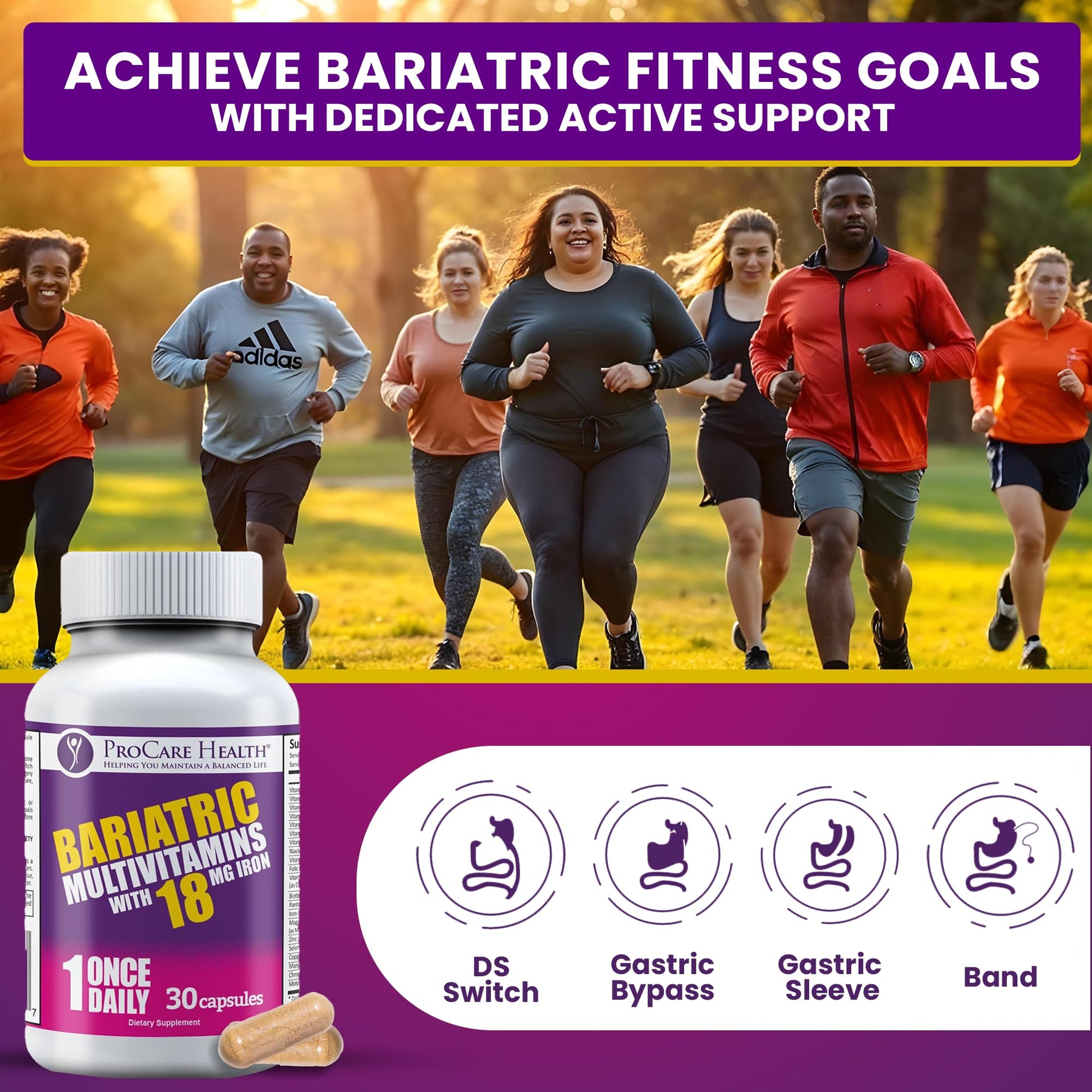 ProCare Health Bariatric Multivitamin with Iron 18mg (30 Easy to Swallow Capsules) - Post Op Bariatric Vitamins ProCare Health uk supplements