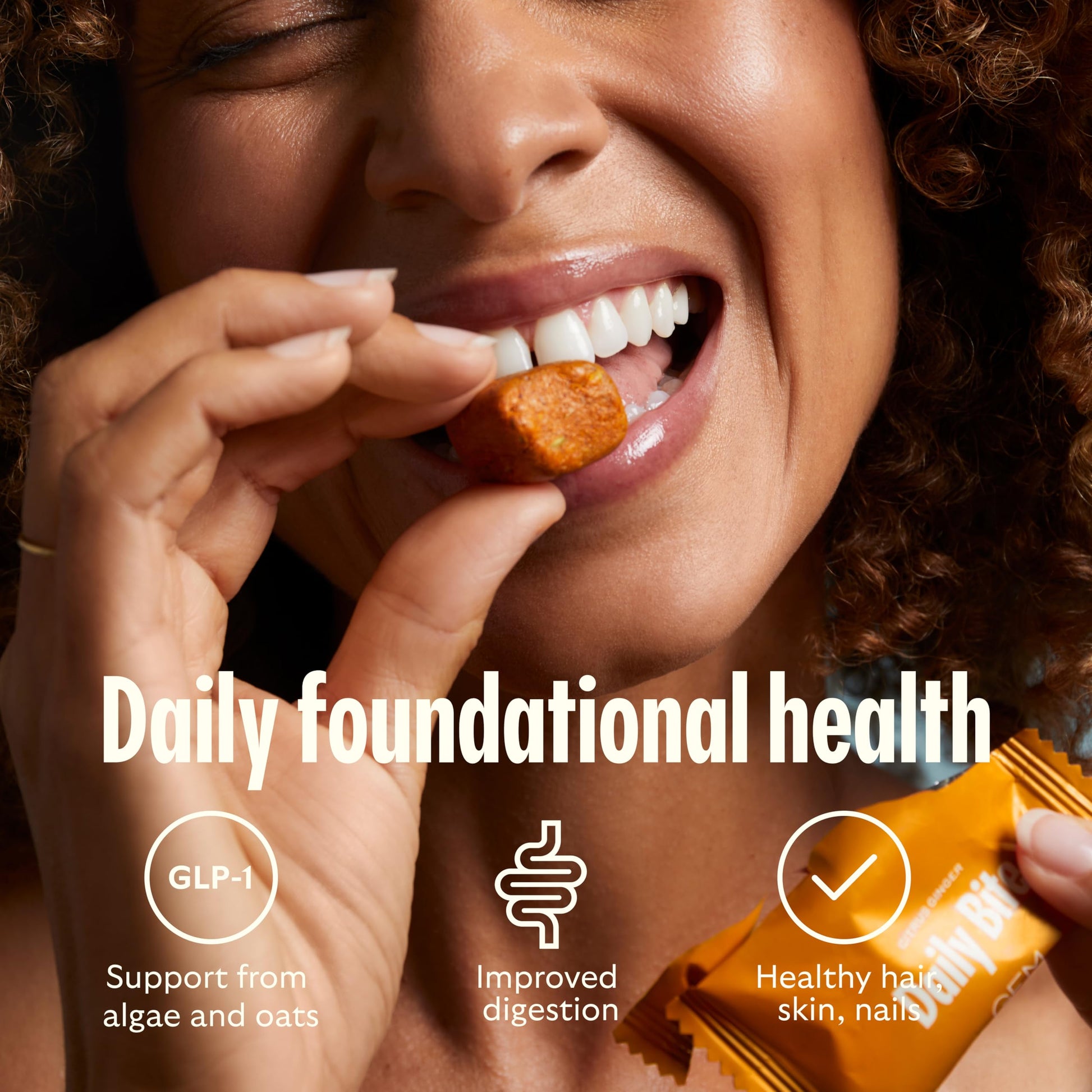 GEM Daily Bite for Women & Men, with 20+ Vitamins, Minerals, & Superfoods Like Zinc, Vitamin D, B-Complex, K, Turmeric, Fiber & Prebiotics, Beta Glucan GLP-1 Support & Immunity (Citrus Ginger,7 count) GEM uk supplements