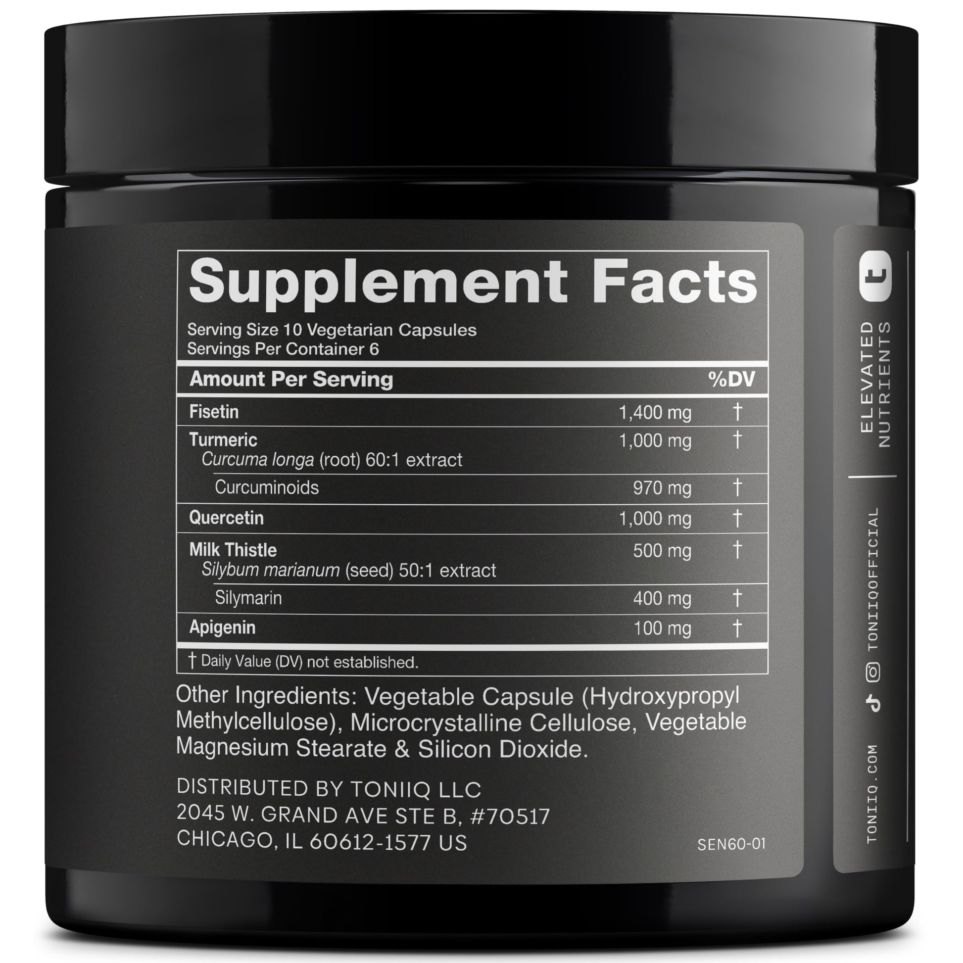 Fisetin Supplement – Senolytic Supplement Ultra High Potency 4,000mg with Quercetin, Curcumin 97%, Apigenin & Milk Thistle – High Strength Blend – Third-Party Lab Tested – 3 Month Supply Toniiq uk supplements
