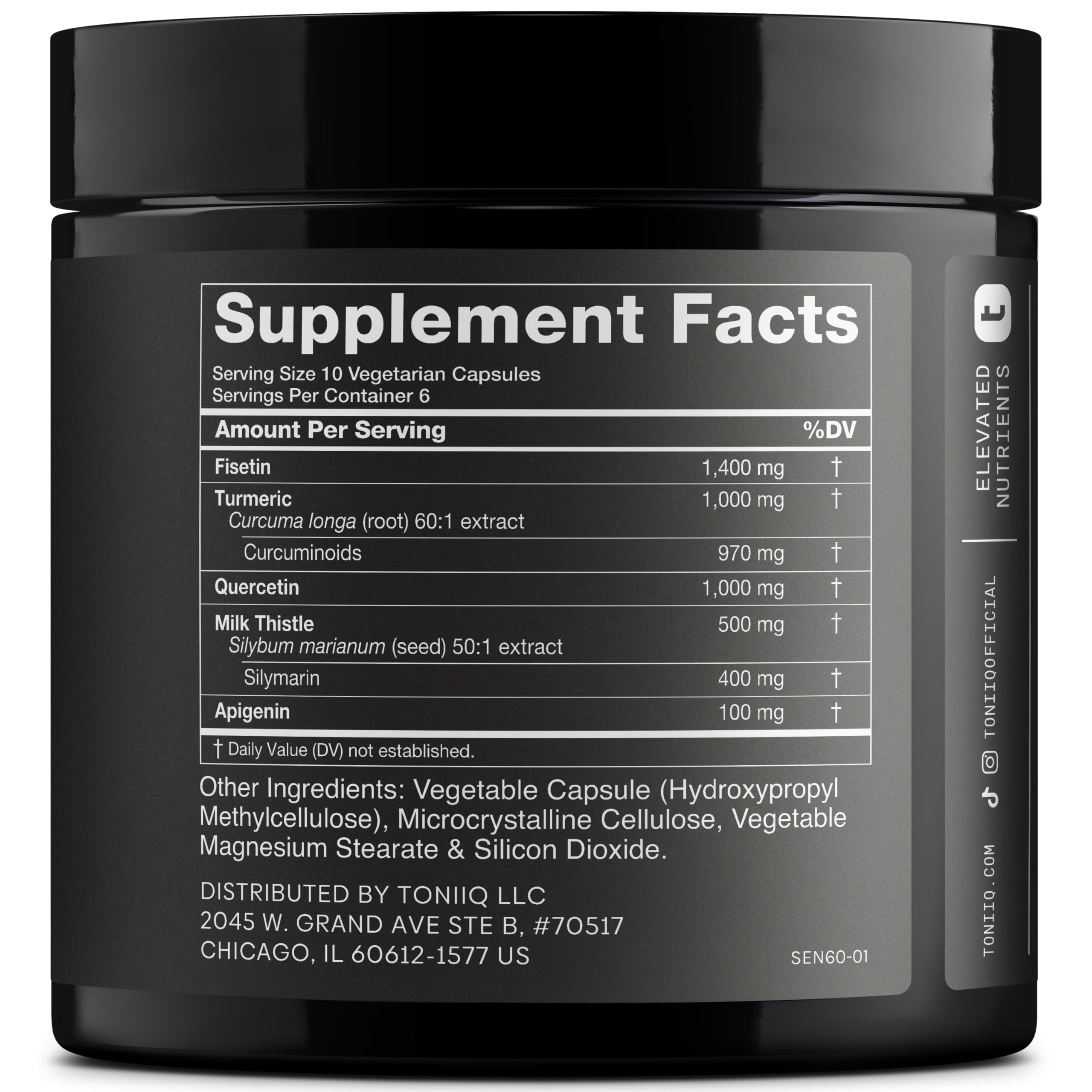 Fisetin Supplement – Senolytic Supplement Ultra High Potency 4,000mg with Quercetin, Curcumin 97%, Apigenin & Milk Thistle – High Strength Blend – Third-Party Lab Tested – 3 Month Supply Toniiq uk supplements