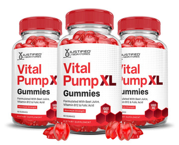 Justified Laboratories (3 Pack) Vital Pump XL Performance Gummies 1000MG Advanced Formula Vital PumpXL Formulated with Beet Juice ACV Pomegranate Beet Powder B12 Vegan Non GMO 180 Gummys Justified Laboratories uk supplements