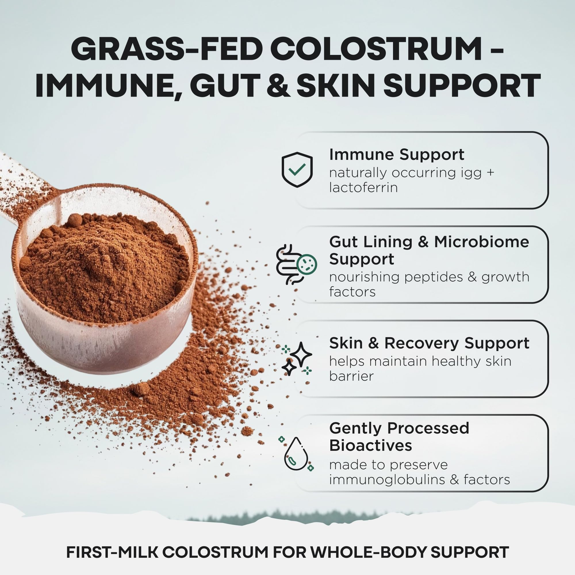 Colostrum Supplement - Grass Fed Pure Bovine Colostrum Powder - 2000mg & 400mg IgG (calostro bovino) - Gut, Immunity, Skin, Hair Support - Sugar Free, Natural Cacao Flavour, 30 Servings Wild Foods uk supplements