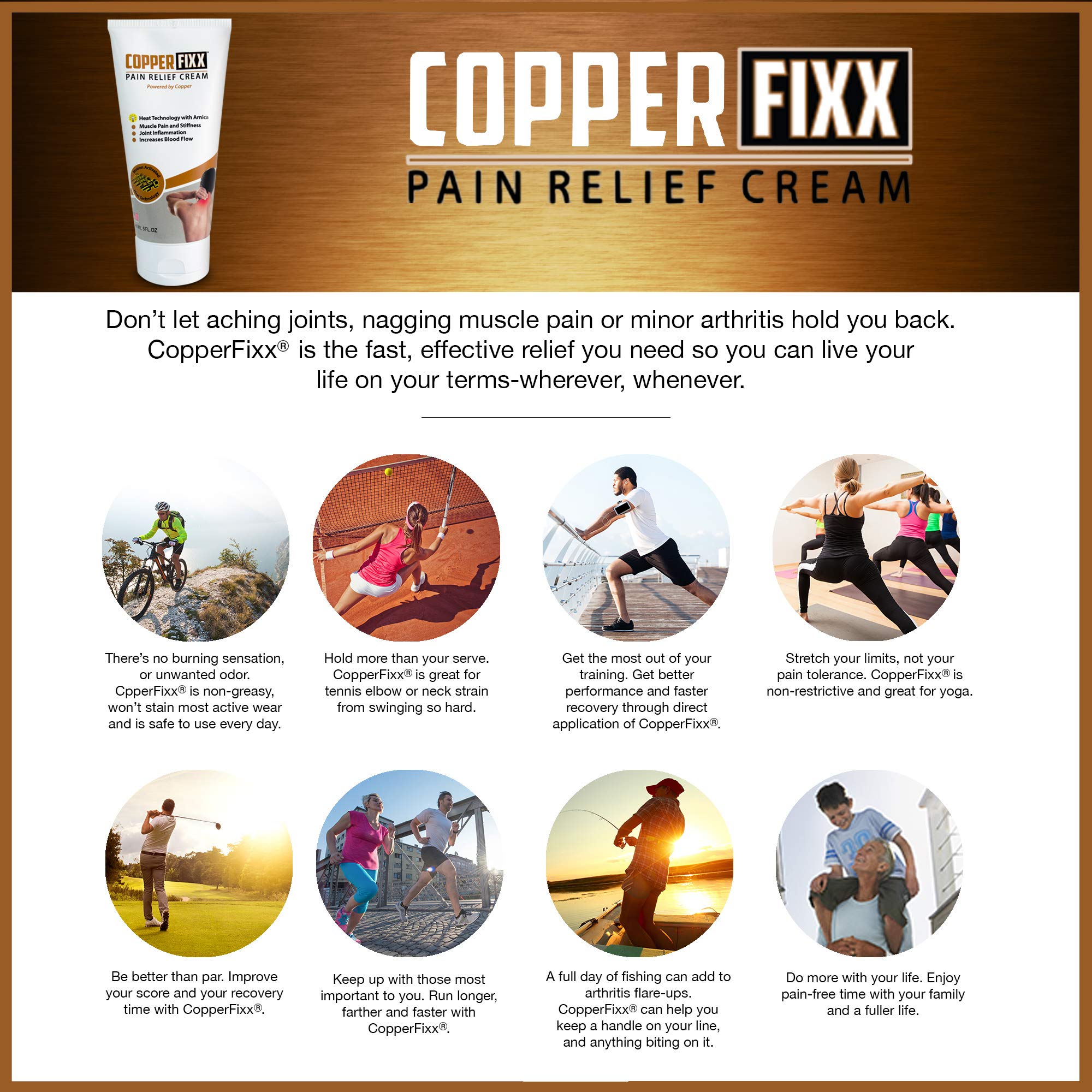 CopperFixx Pain Relief Cream, 5 Fl Oz Tube Powered by Copper with Heat Technology Arnica for Muscle & Stiffness Joint Inflammation, Knee, Back, Shoulder Arthritis Pain. Fast Acting, CF03028 CopperFixx uk supplements